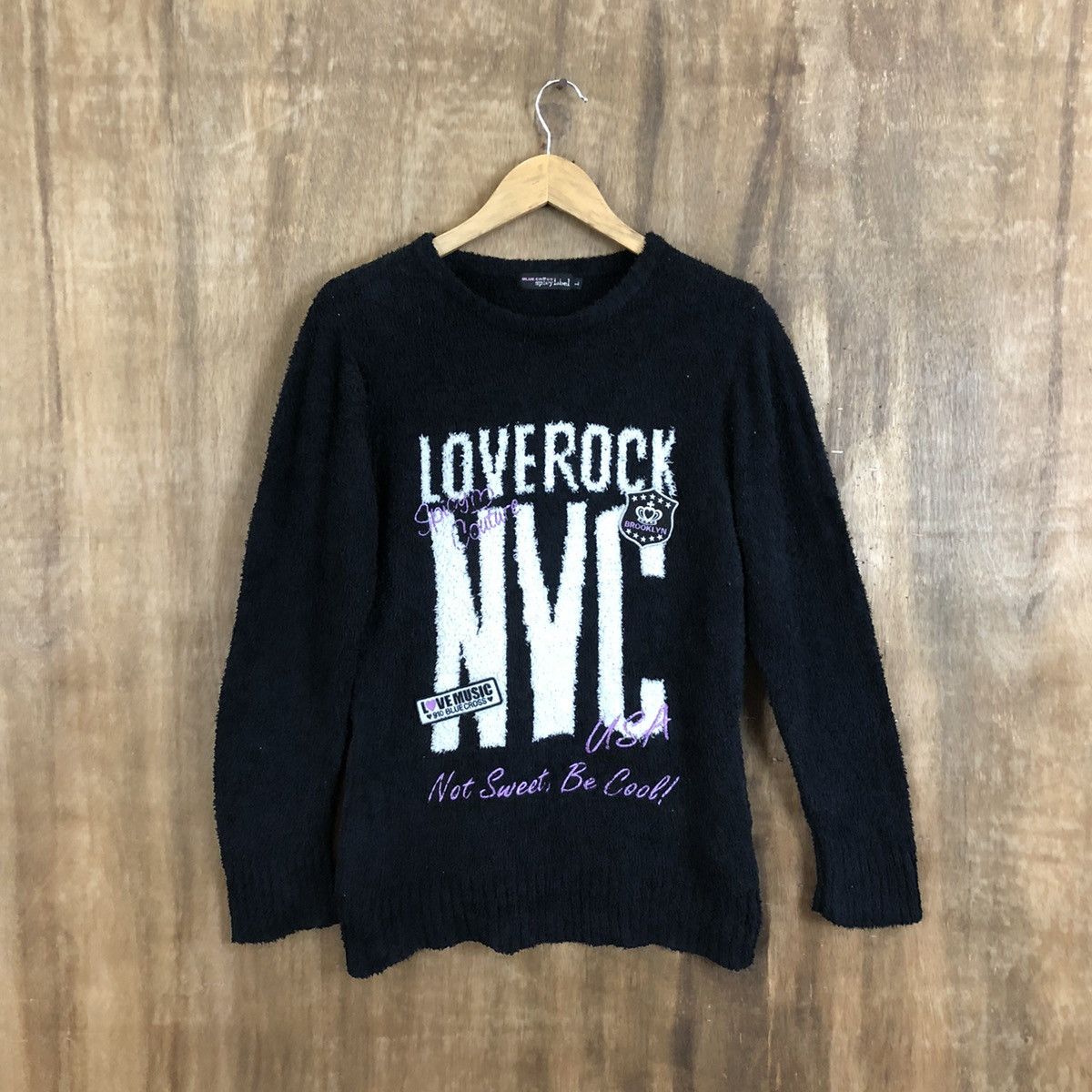 Homespun Knitwear × Japanese Brand Blue Cross Lovers Rock Black Knitwear #119 Size US M / EU 48-50 / 2 - 1 Thumbnail
