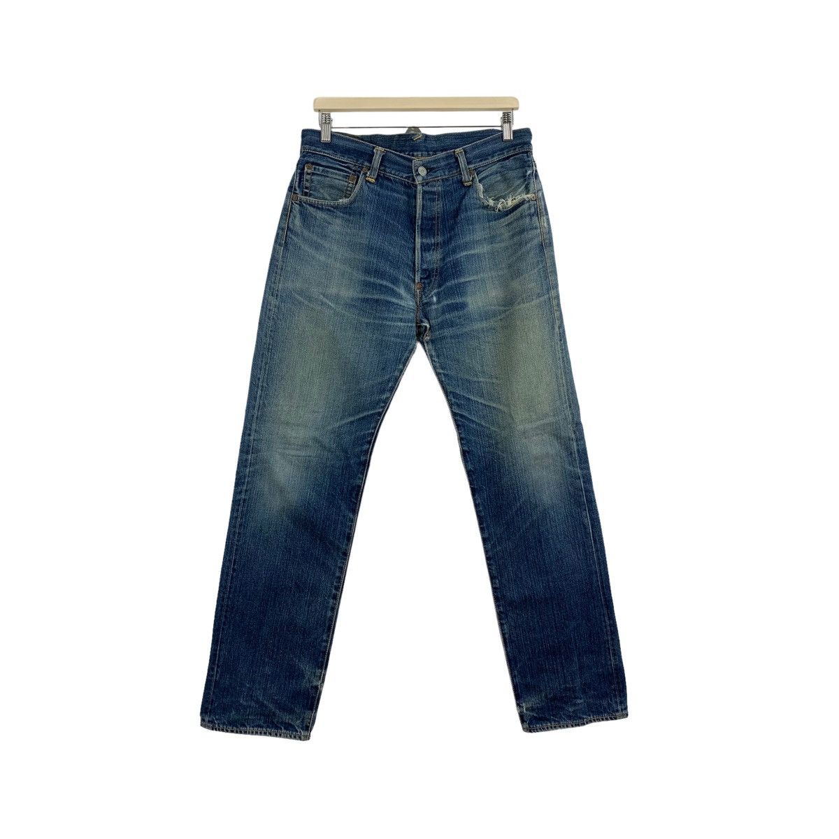 Rare!! EVISU Distressed denim blue pants