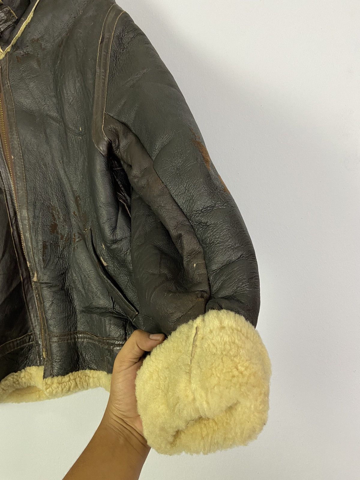 Other Vintage B3 Aviator Real Sheepskin Airforce Leather Jacket Size US L / EU 52-54 / 3 - 8 Thumbnail