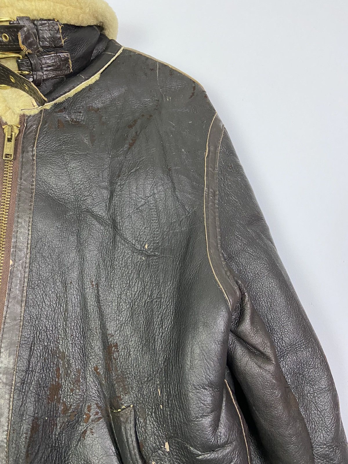 Other Vintage B3 Aviator Real Sheepskin Airforce Leather Jacket Size US L / EU 52-54 / 3 - 7 Thumbnail