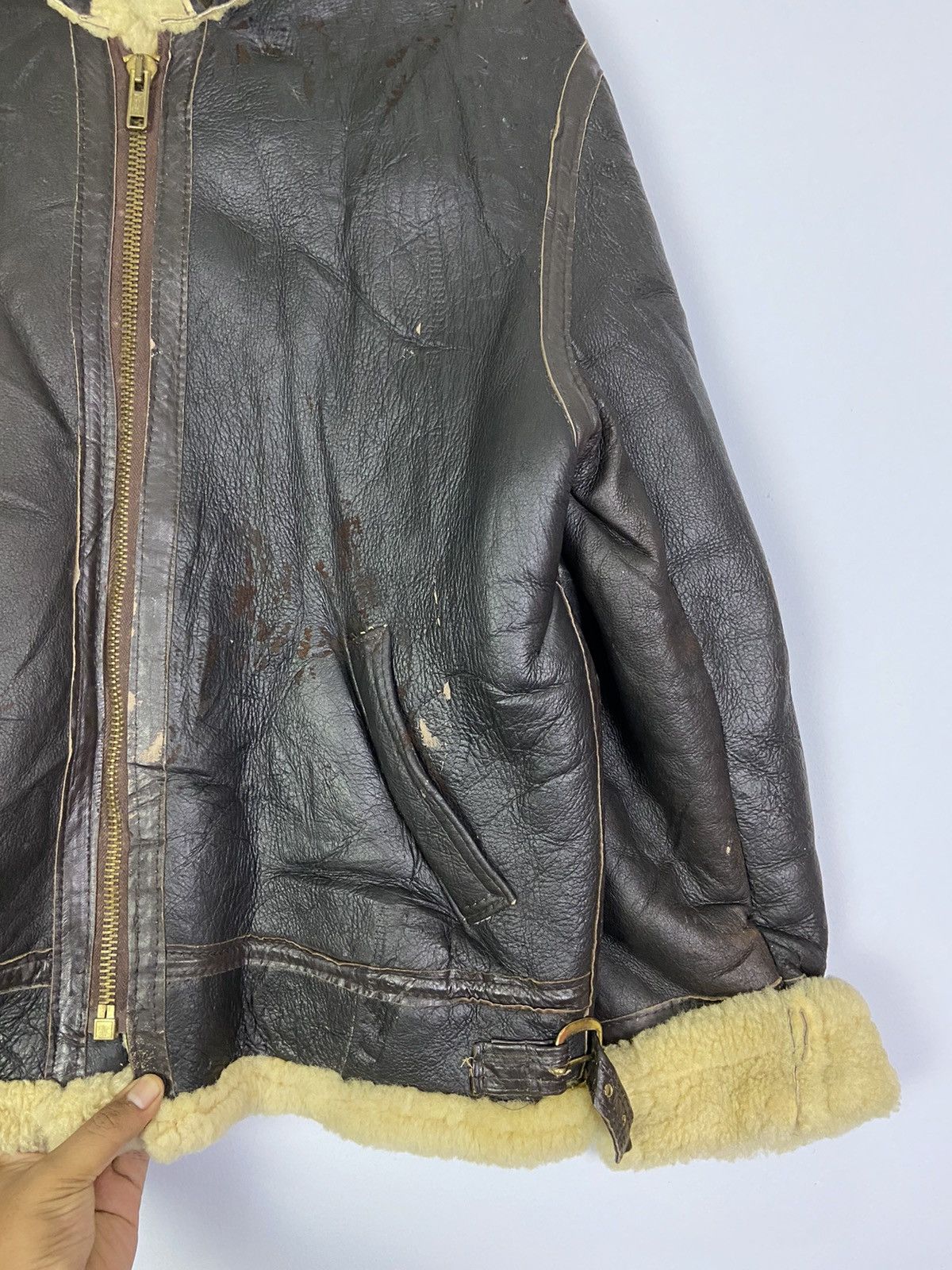 Other Vintage B3 Aviator Real Sheepskin Airforce Leather Jacket Size US L / EU 52-54 / 3 - 6 Thumbnail