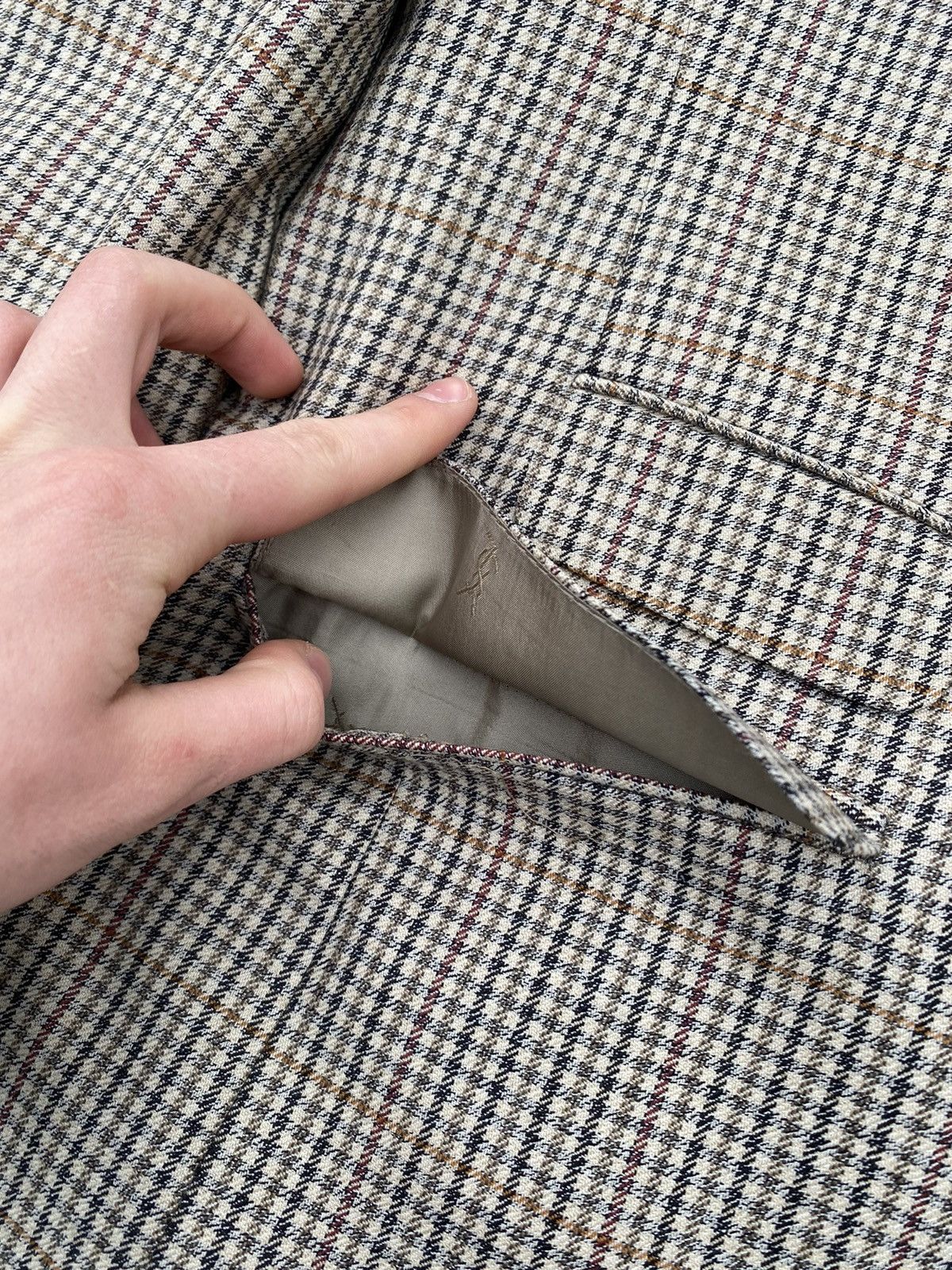 Vintage × Yves Saint Laurent Yves Saint Laurent Vintage Wool Silk Checked Blazer Size US L / EU 52-54 / 3 - 10 Thumbnail