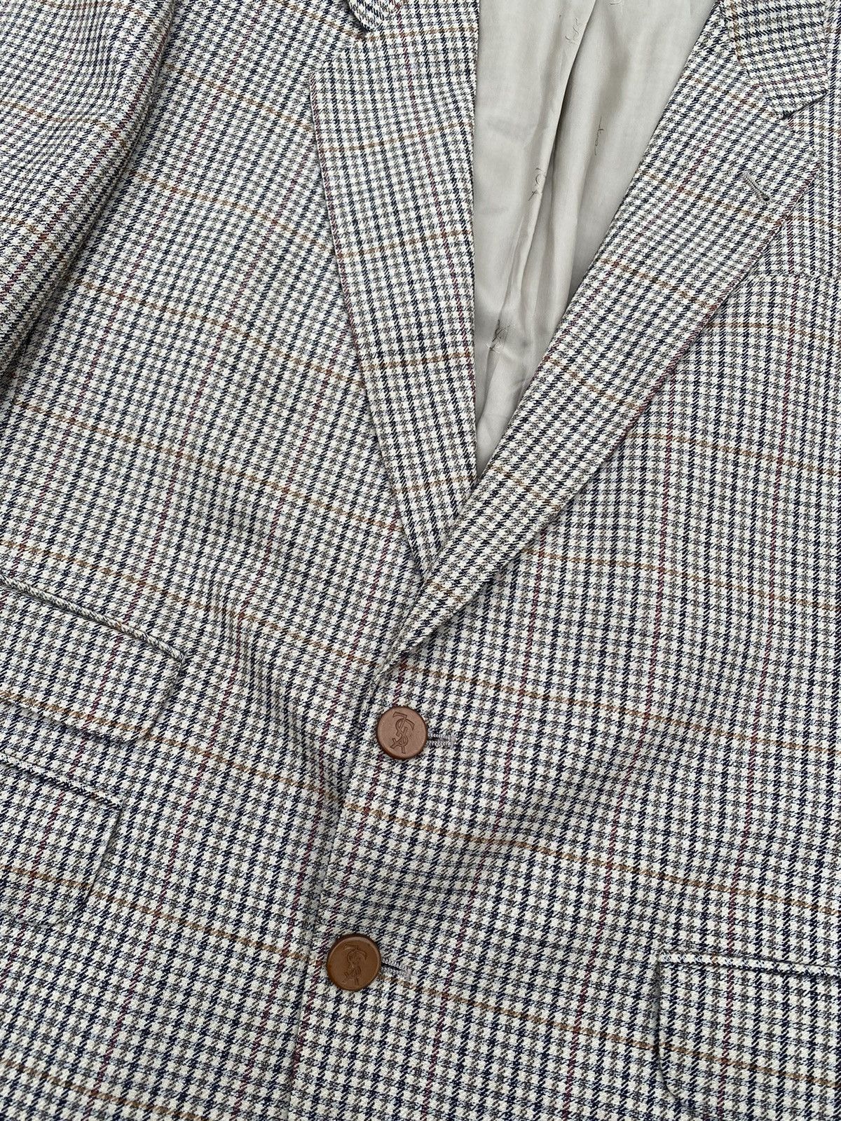 Vintage × Yves Saint Laurent Yves Saint Laurent Vintage Wool Silk Checked Blazer Size US L / EU 52-54 / 3 - 2 Thumbnail