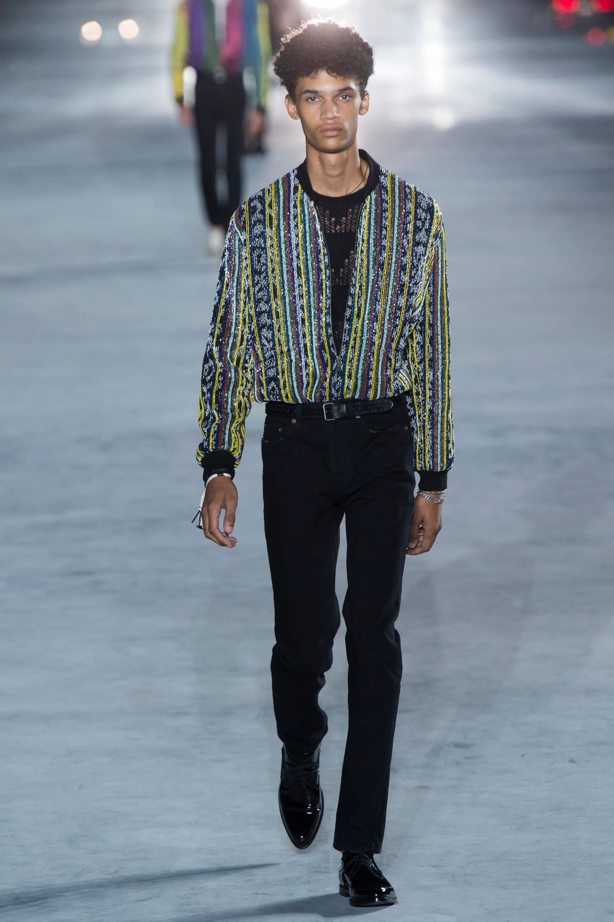 Saint Laurent Paris SS18 Runway Saint Laurent Beaded Ikat Bomber $12K Size US M / EU 48-50 / 2 - 2 Thumbnail