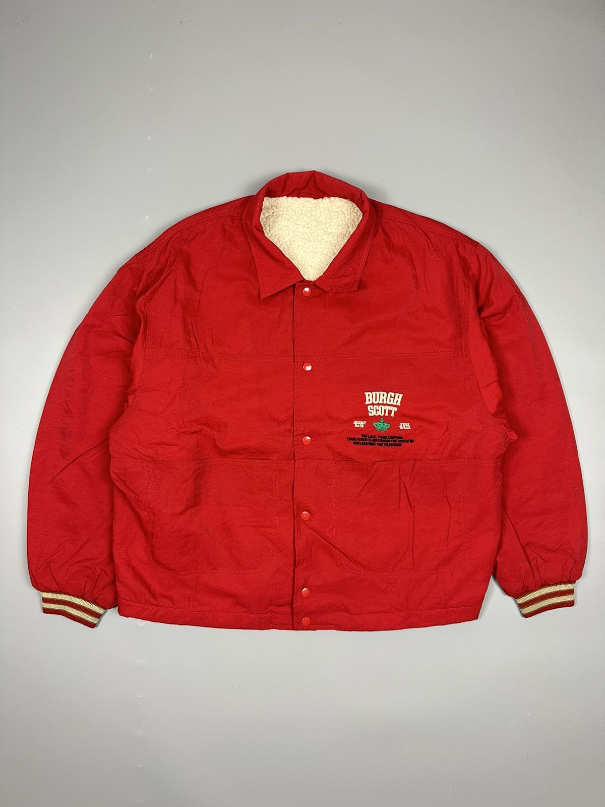 Vintage vintage Burgh Scott Big Spell Out Varsity Jacket Size US XL / EU 56 / 4 - 2 Thumbnail