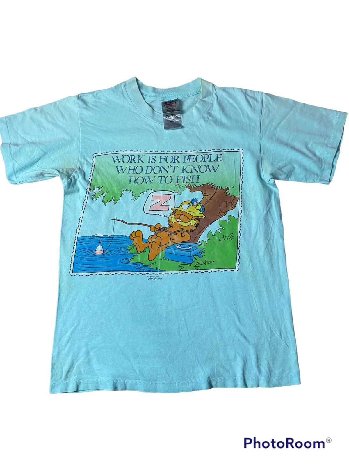 Vintage 🔥Single Stitch🔥Vintage Garfield Fishing 1978 T Shirt Size US S / EU 44-46 / 1 - 2 Thumbnail