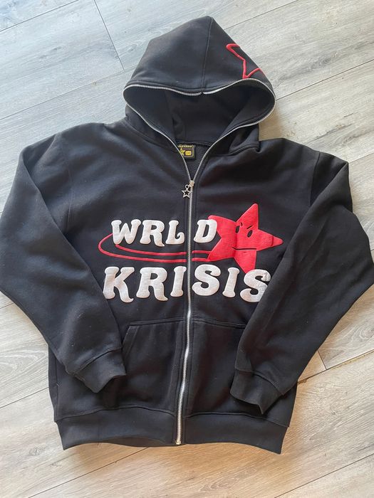 Streetwear Wrld Krisis Full Zip Hoodie | Grailed