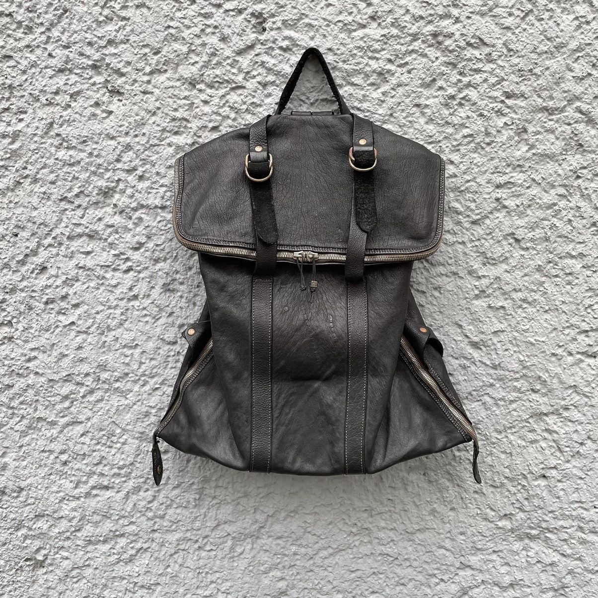 Guidi Big Black Leather Backpack with Straps