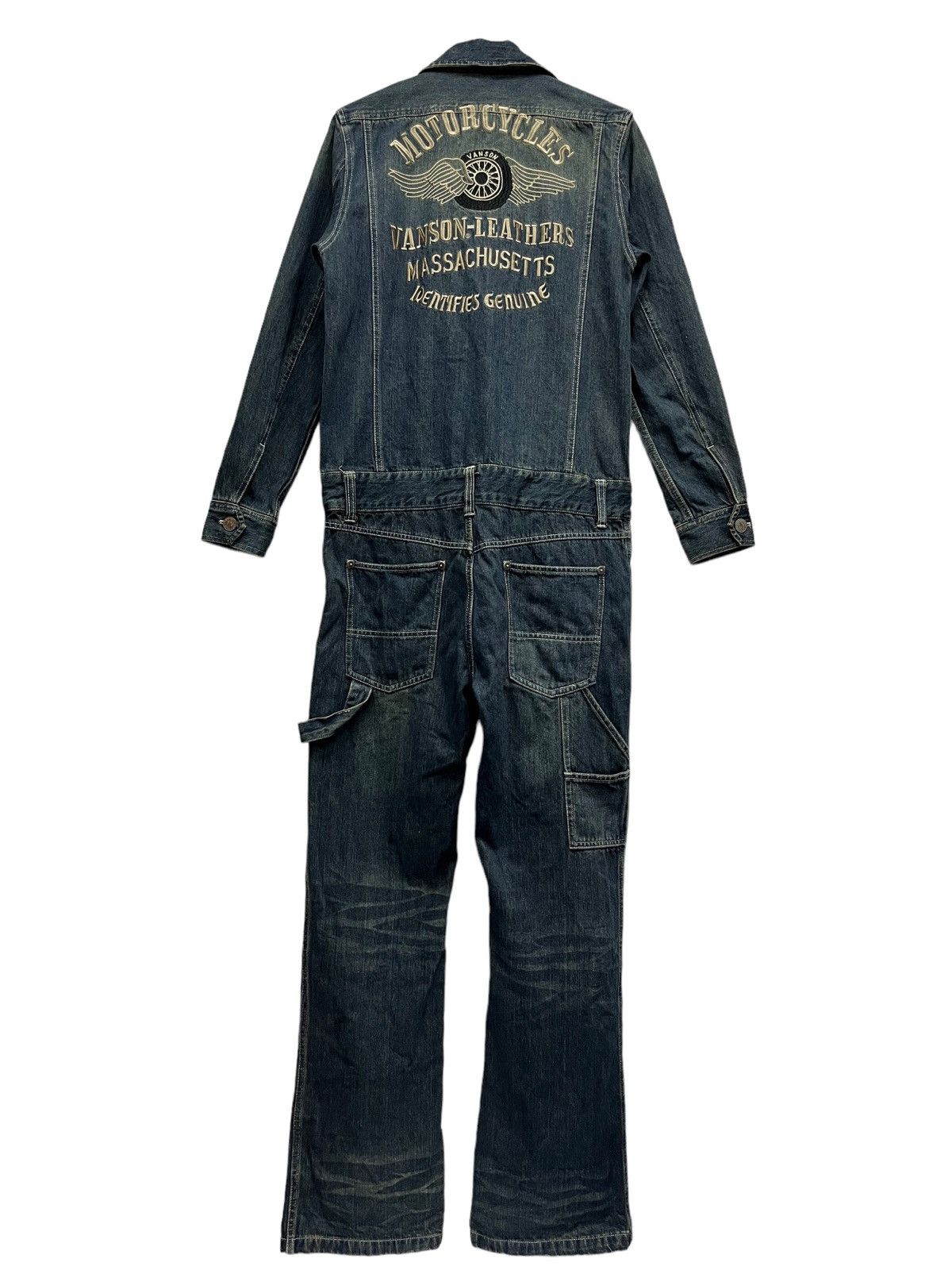 Vanson Leathers FYE🔥VANSON Bikers Carpenter Flare Slim Fit Denim Coverall Size US 31 - 1 Thumbnail