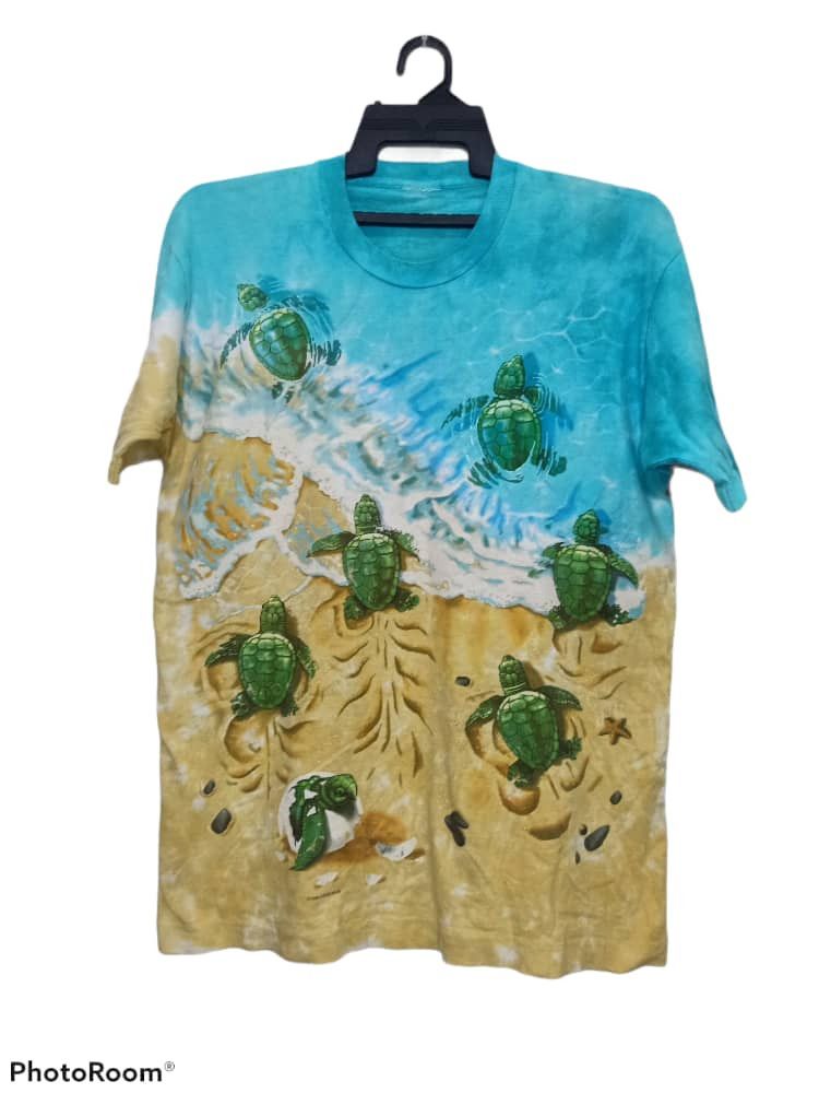 Vintage 1996 Liquid Blue Turtles Ocean All Over Tee Shirt