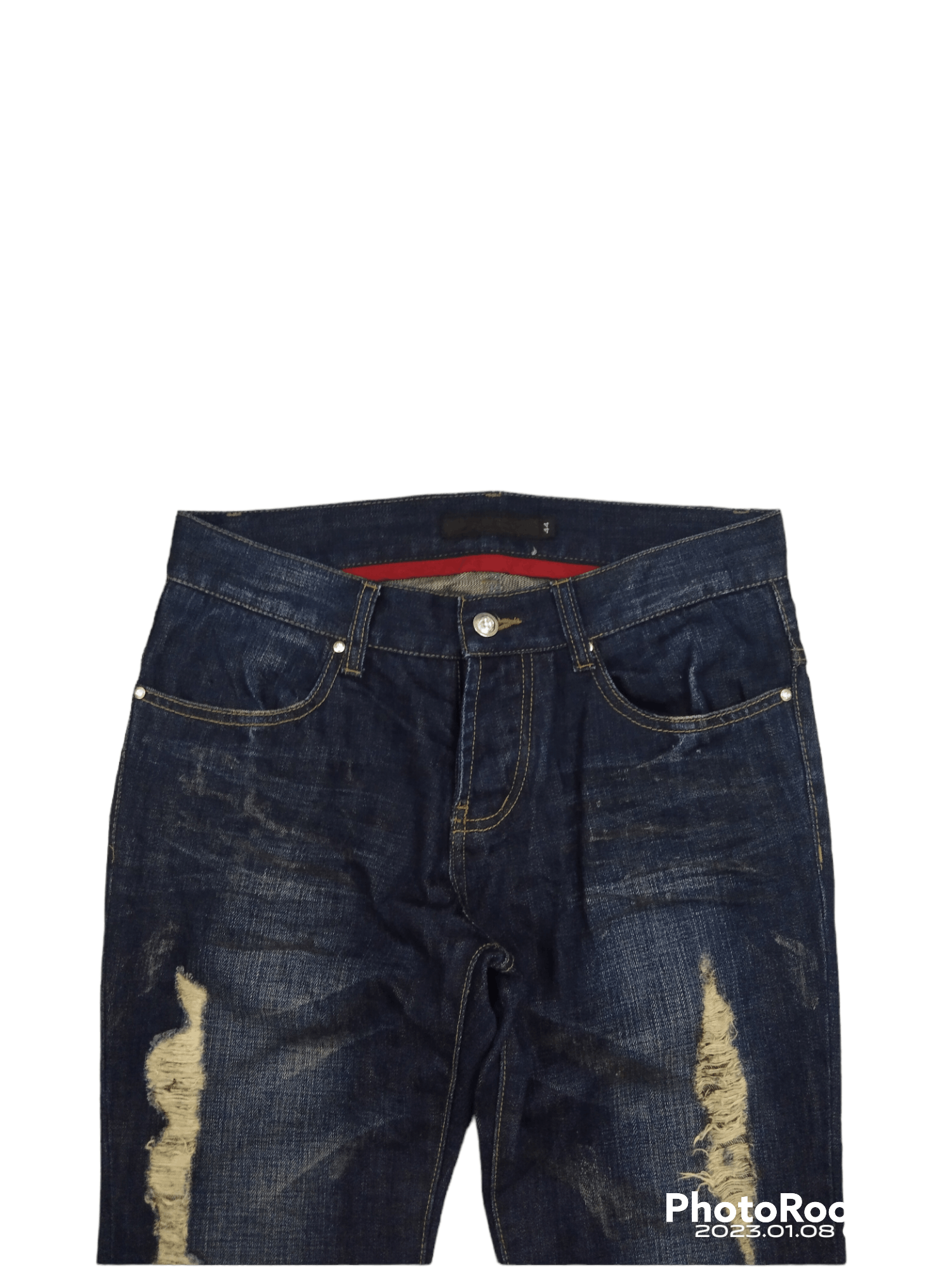 GOSTAR DE FUGA FLARE🔥WASHED BLUE RIPED FUGA DENIM PANTS Size 29" - 3 Thumbnail