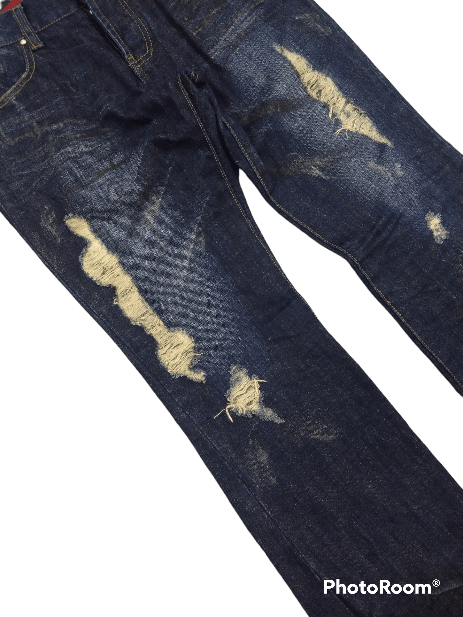GOSTAR DE FUGA FLARE🔥WASHED BLUE RIPED FUGA DENIM PANTS Size 29" - 5 Thumbnail