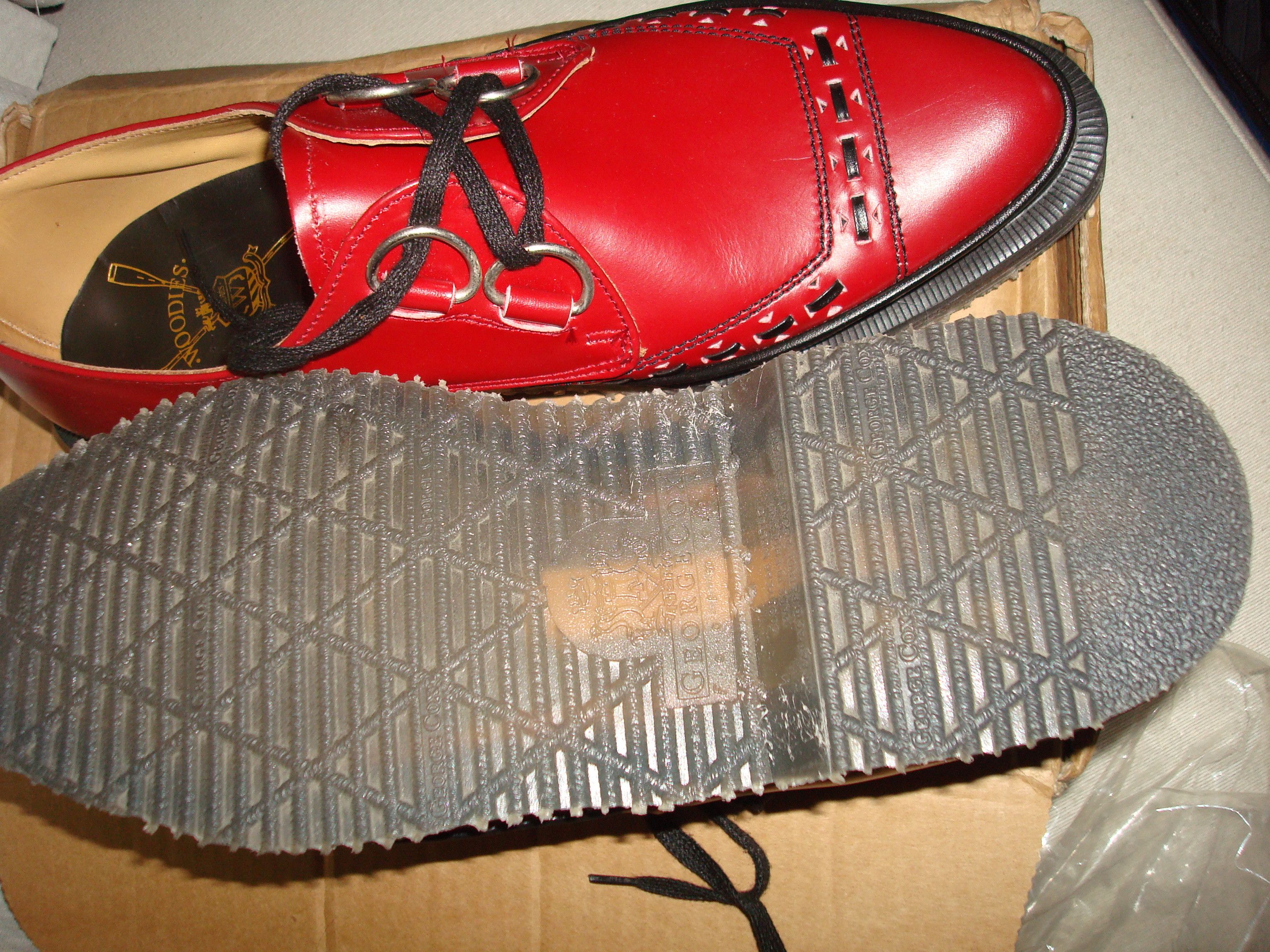 GEORGE COX x WOODIES RED LACED UP D RINGS GIBSON CREEPERS