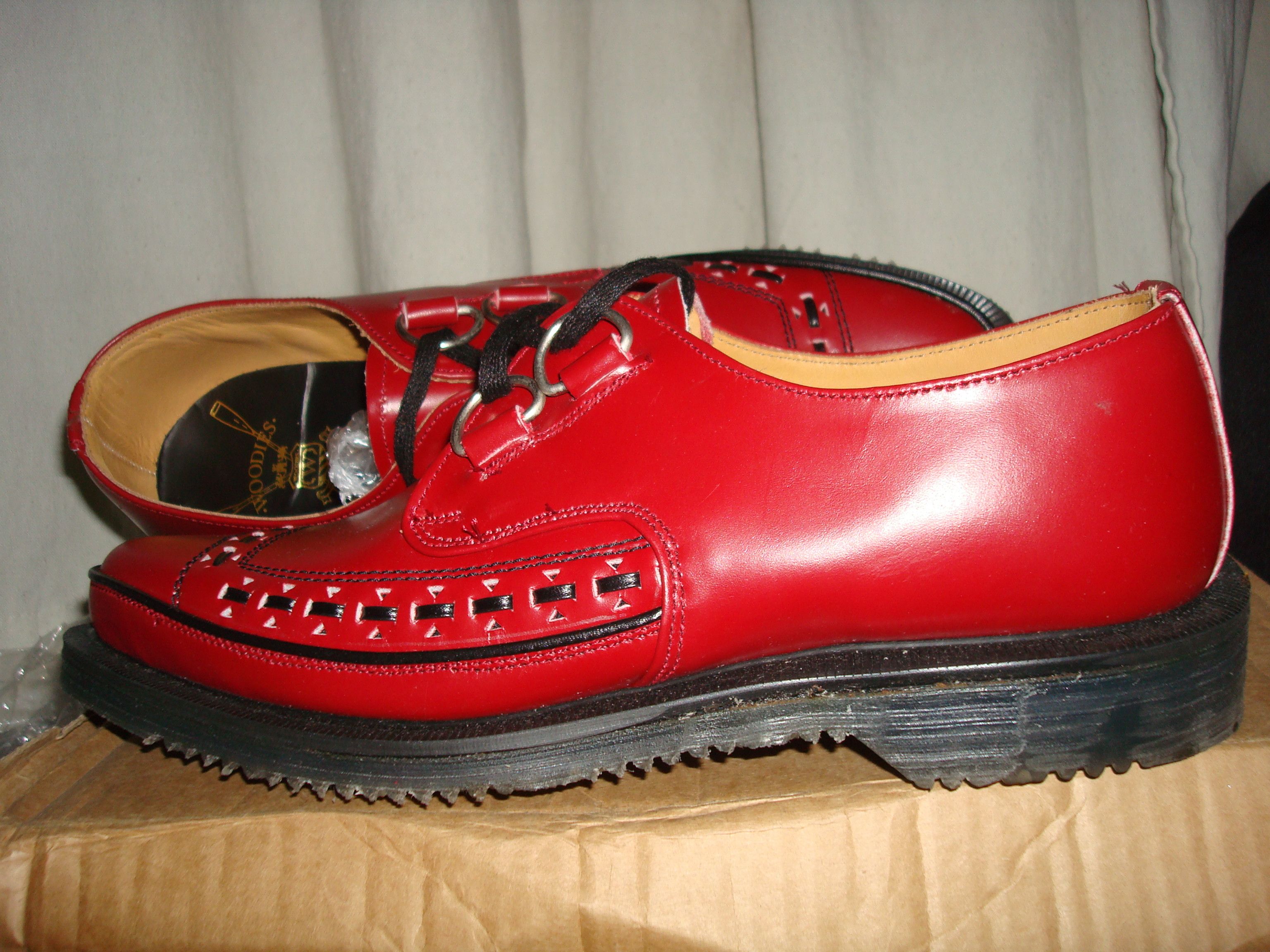 GEORGE COX x WOODIES RED LACED UP D RINGS GIBSON CREEPERS
