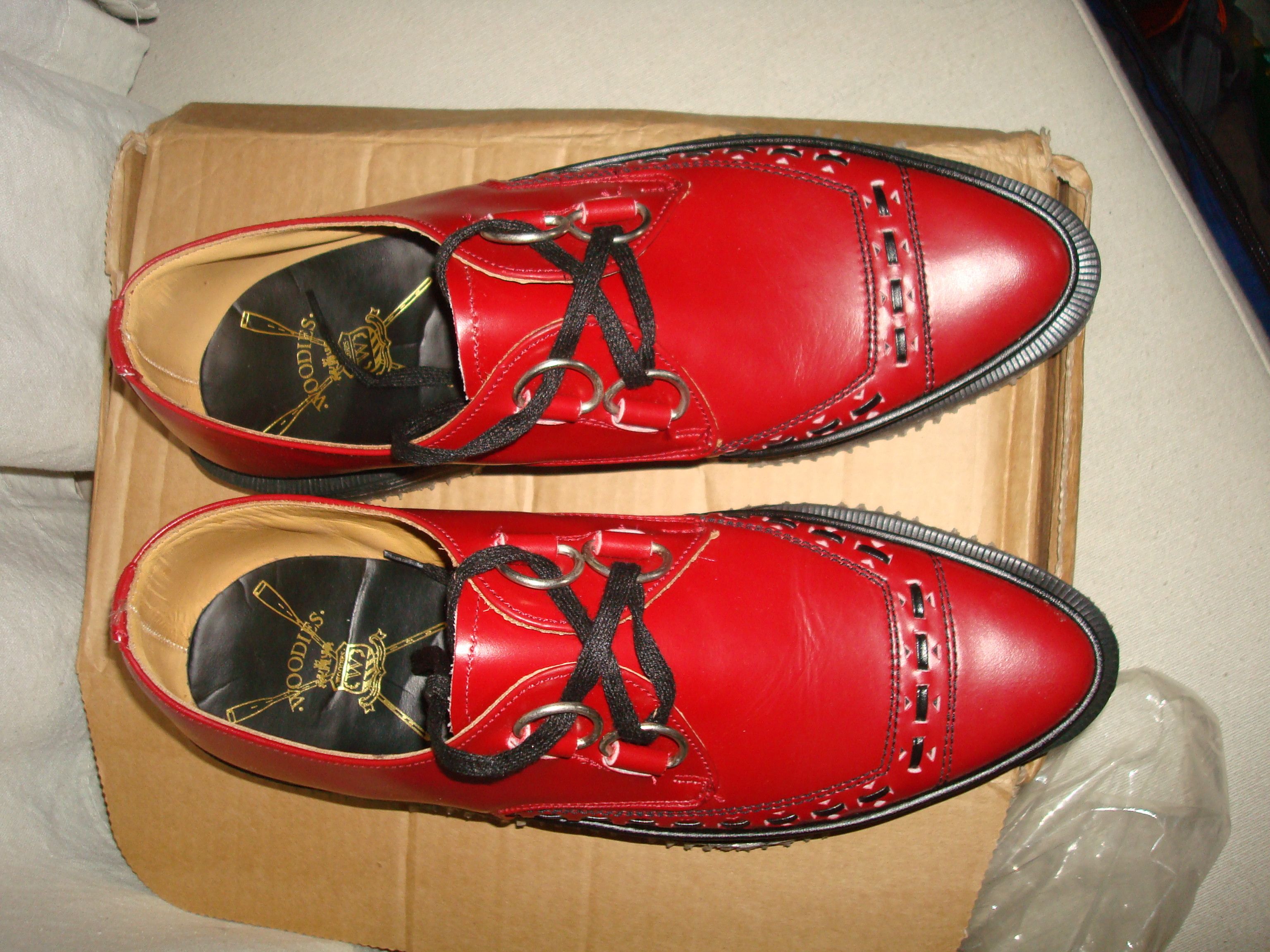 GEORGE COX x WOODIES RED LACED UP D RINGS GIBSON CREEPERS