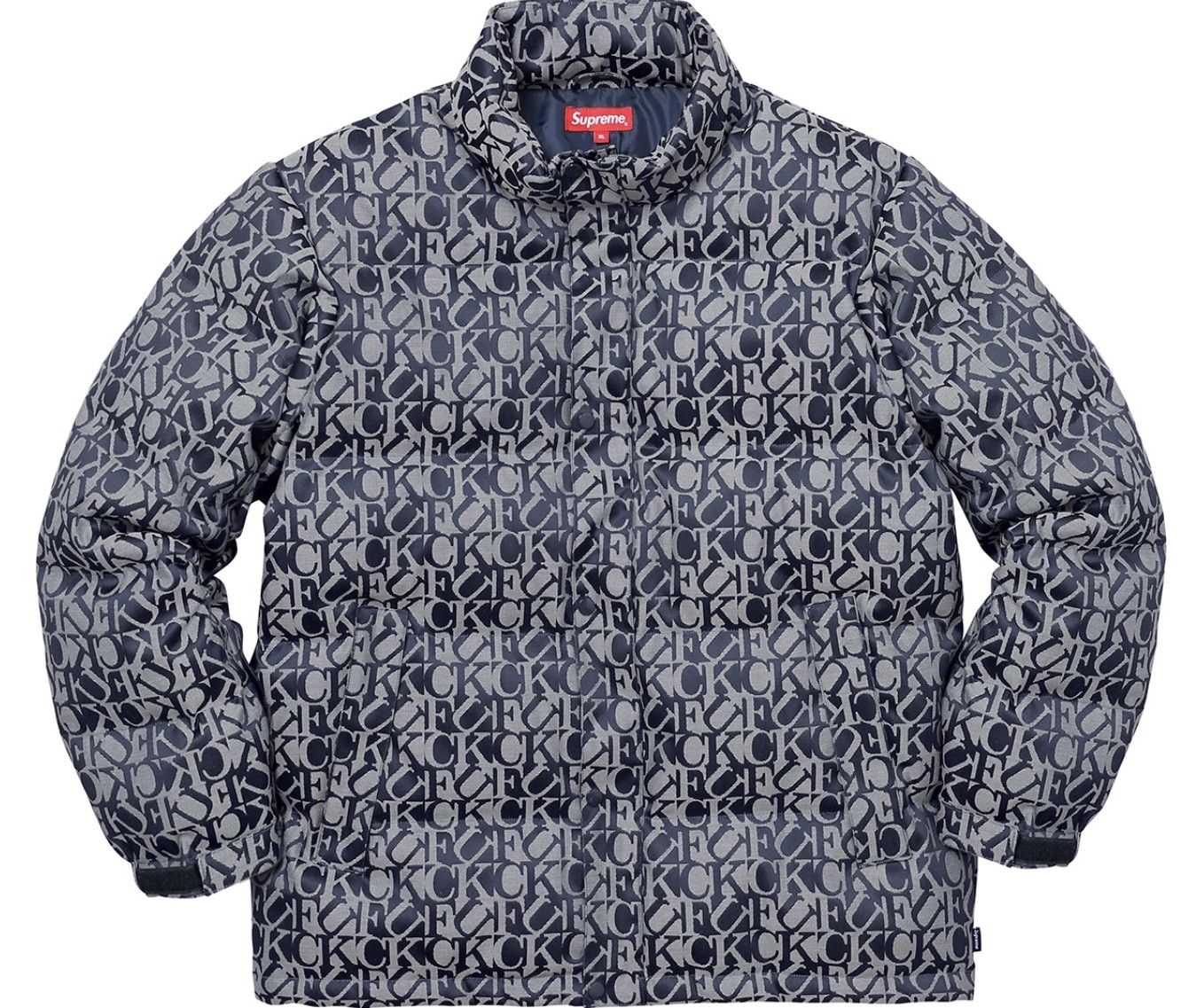 Supreme Fuck Jacquard Puffy Jacket (Navy) LARGE | Grailed