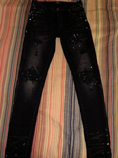 Paint Splatter Flared Jeans in Black - Amiri