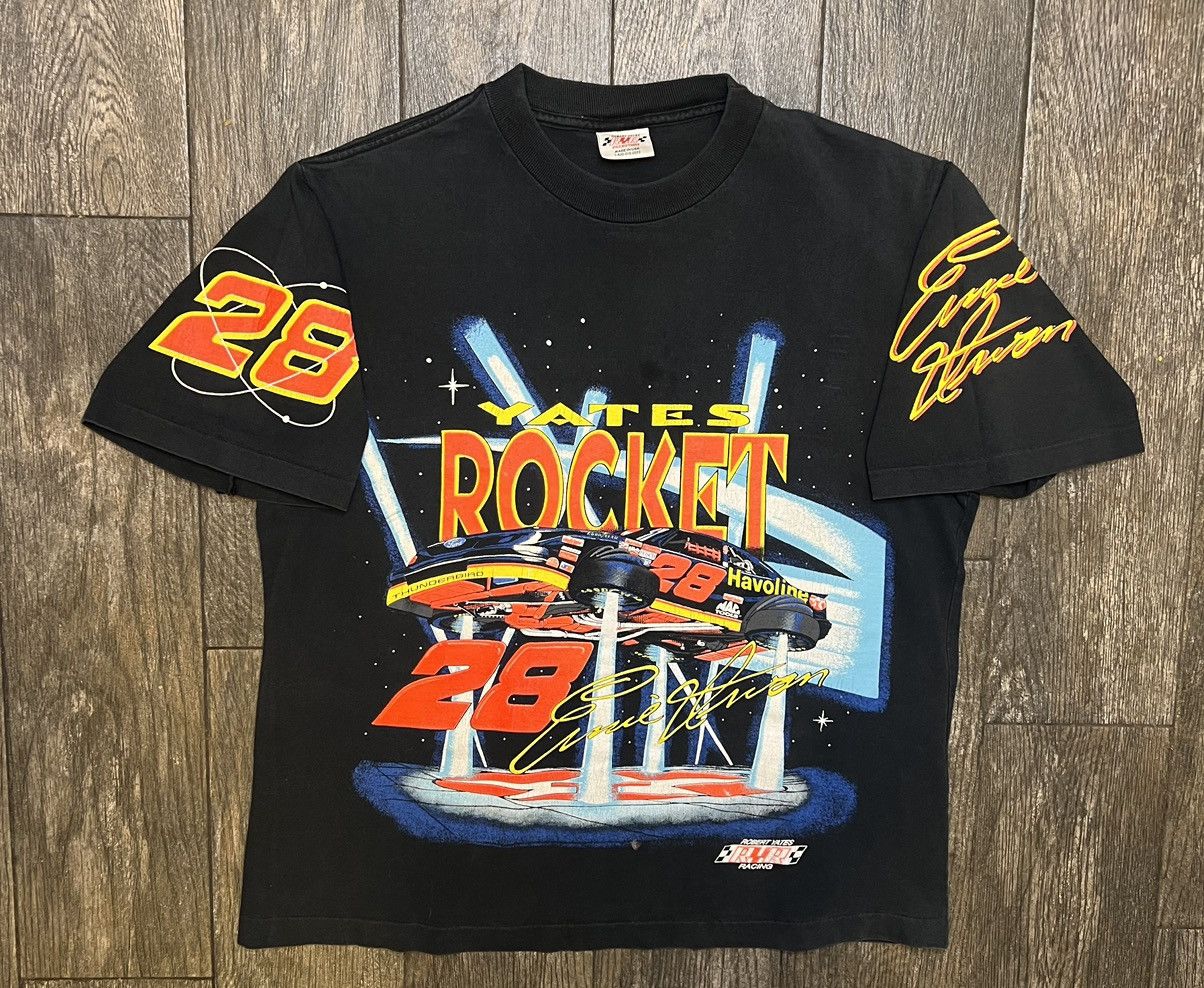 90’s single stitch yates rocket AOP t shirt size large