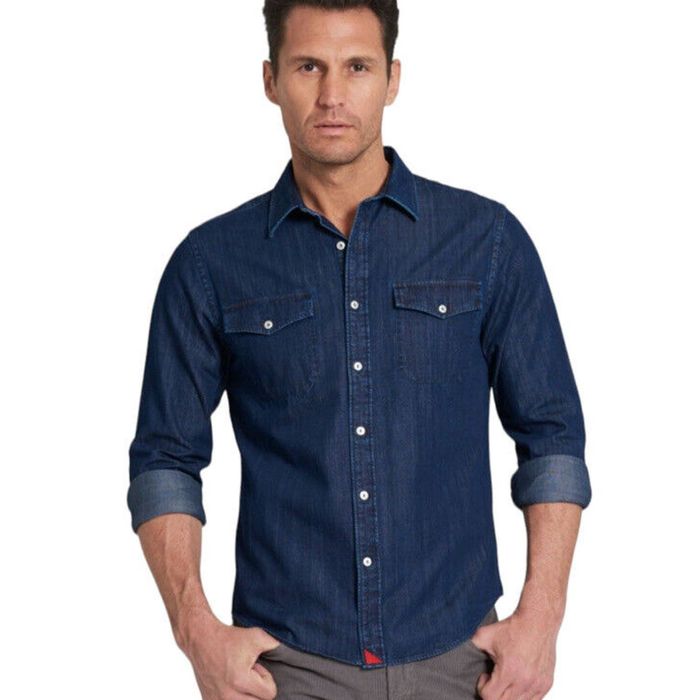 UNTUCKit UNTUCKit 100% Cotton Denim Blue Shirt Slim Fit | Grailed