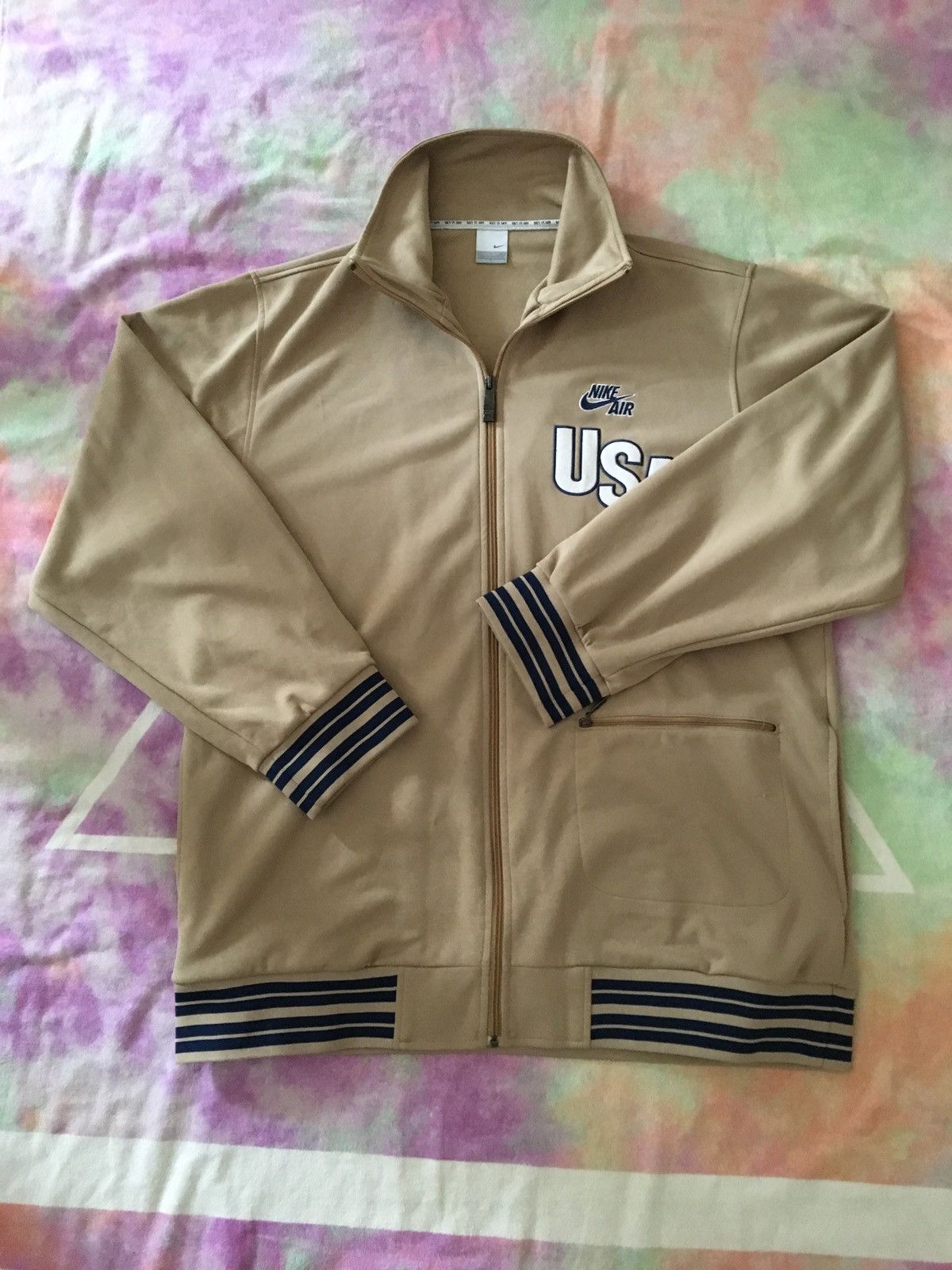 Image of Nike Air Team Usa Tracksuit Pants in Tan, Men's (Size Large)