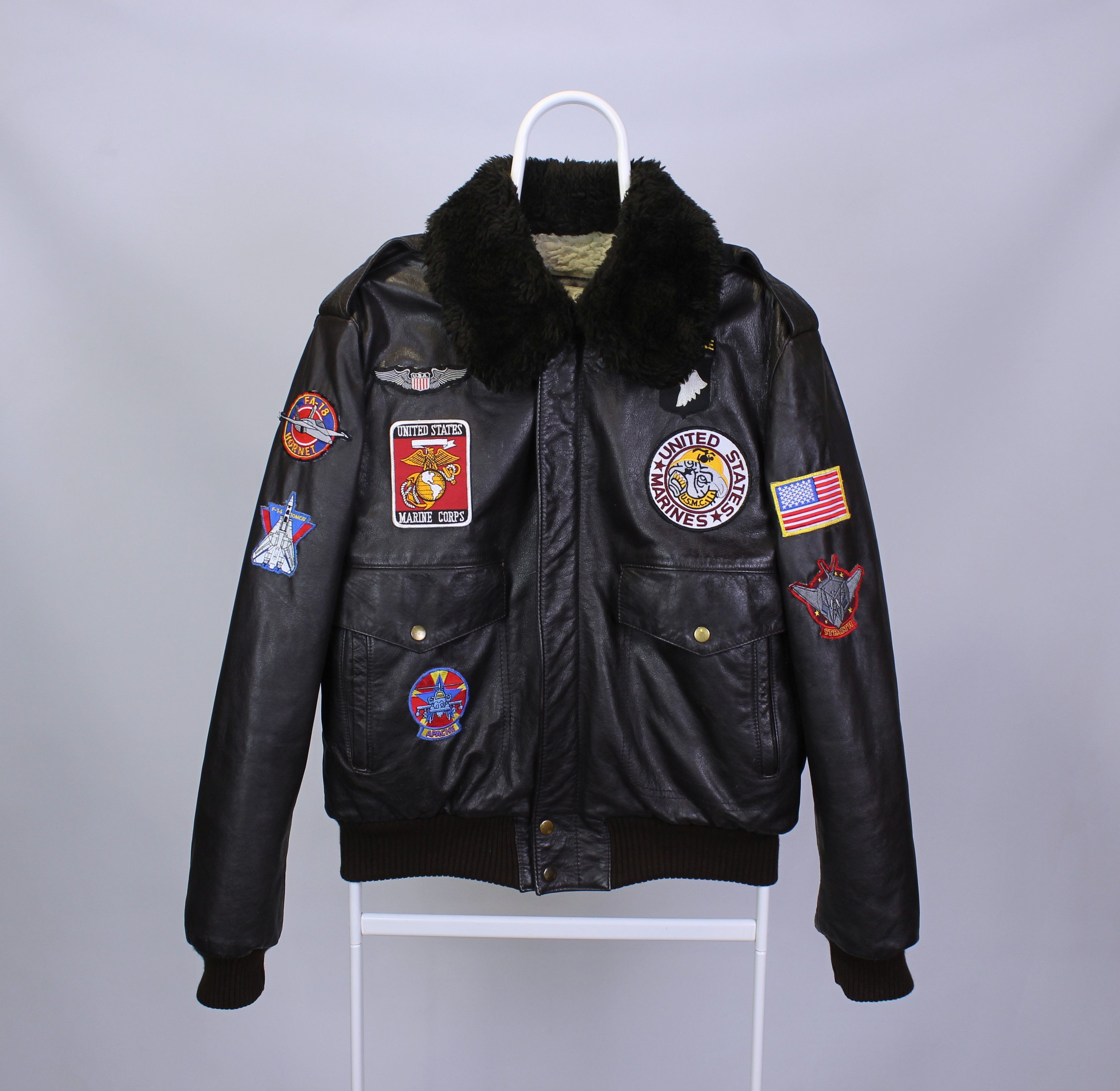 Genuine Leather Aviator Rive Droite heavy leather usa army jacket vintage Size US L / EU 52-54 / 3 - 1 Thumbnail