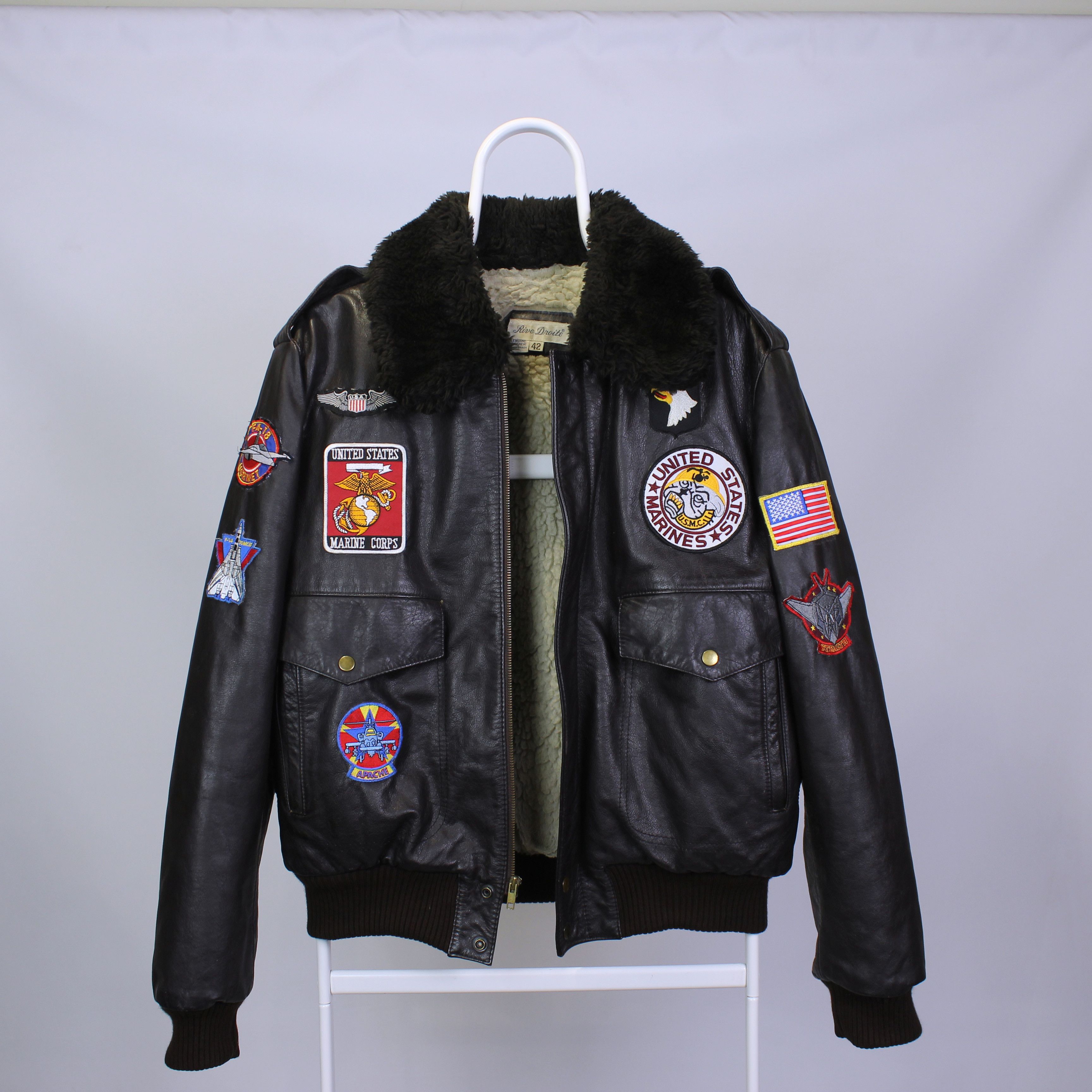 Genuine Leather Aviator Rive Droite heavy leather usa army jacket vintage Size US L / EU 52-54 / 3 - 9 Thumbnail