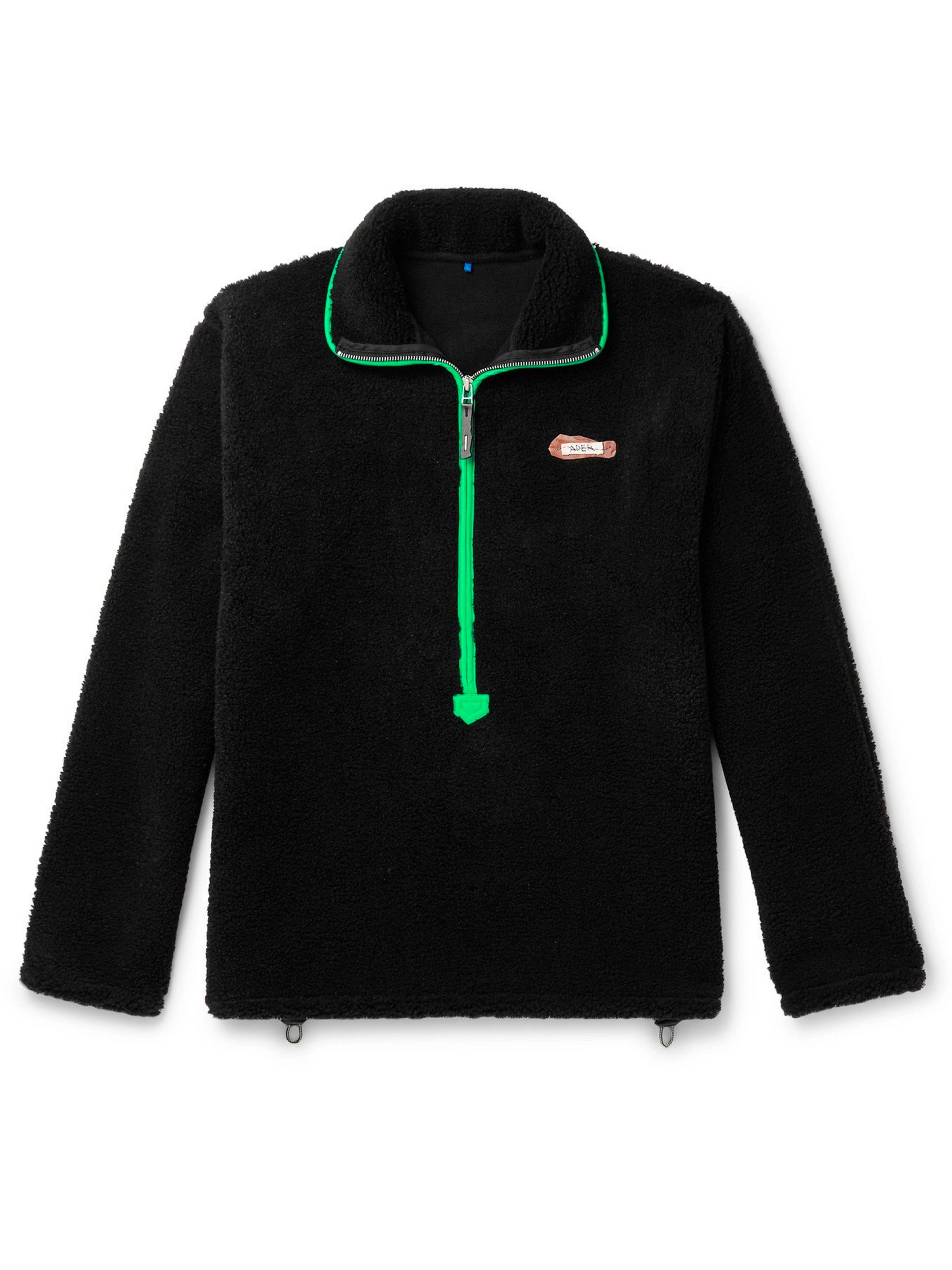 image of Ader Error Piped Fleece Half-Zip Jacket in Black, Men's (Size Medium)