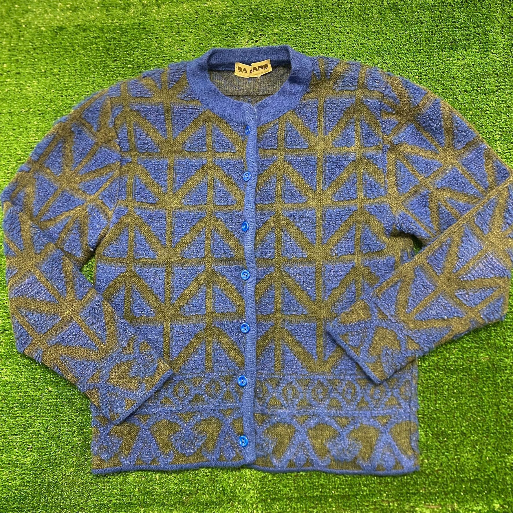 Vintage Abstract Vintage 80s Wool Cardigan Sweater Size US M / EU 48-50 / 2 - 1 Thumbnail