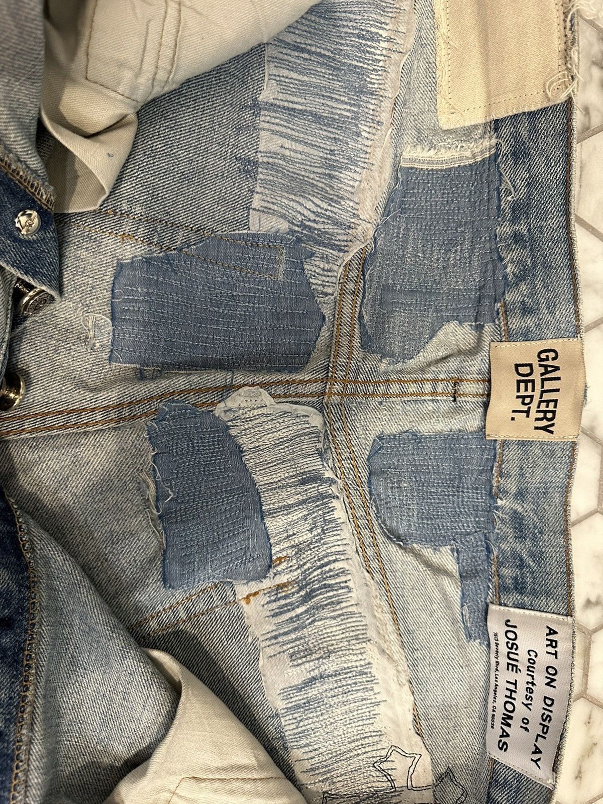 Chrome Hearts × Gallery Dept. 1 of 1 Thrashed Chrome Hearts x Gallery Dept Patchwork Denim Size US 34 / EU 50 - 8 Thumbnail