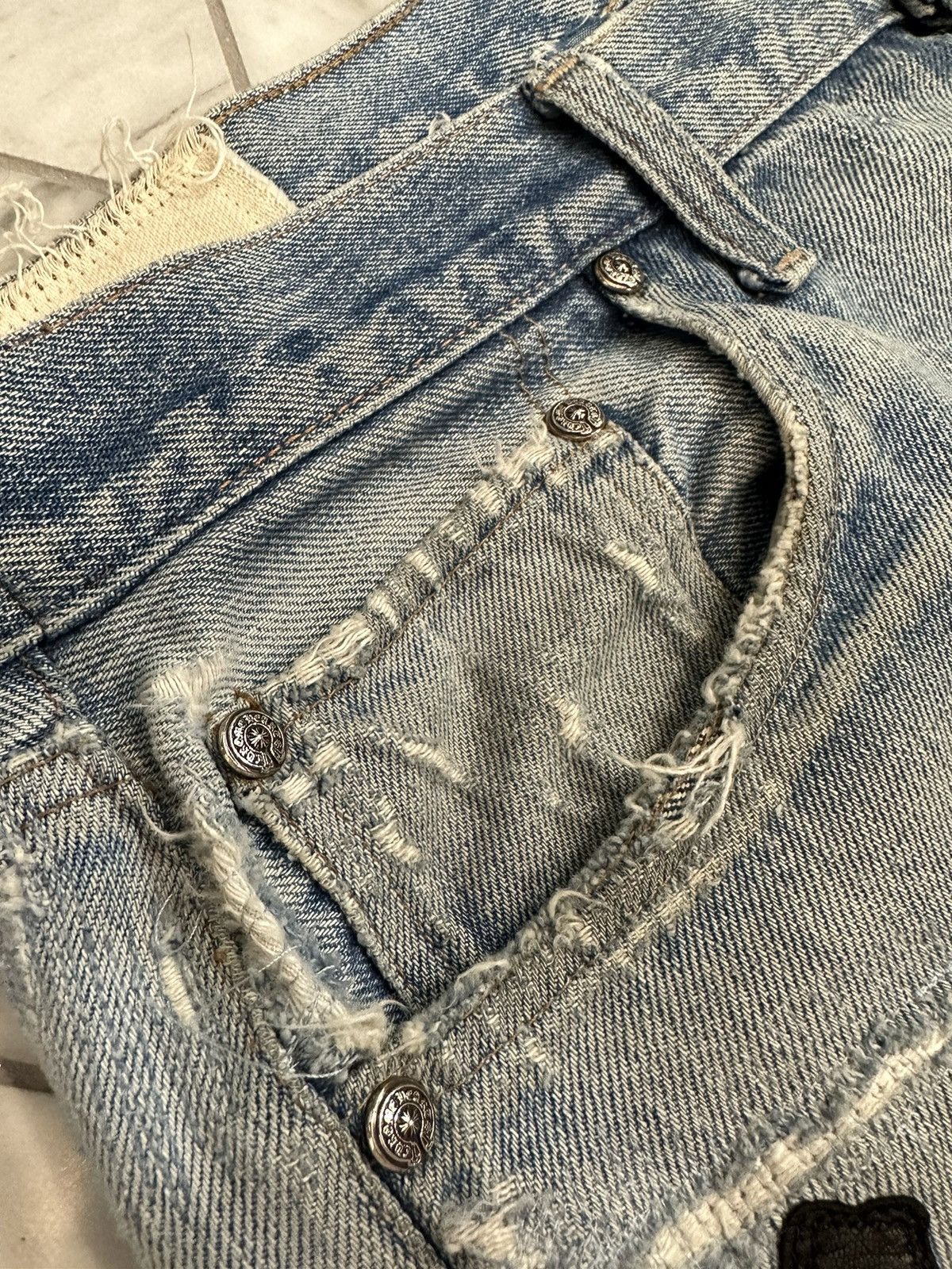 Chrome Hearts × Gallery Dept. 1 of 1 Thrashed Chrome Hearts x Gallery Dept Patchwork Denim Size US 34 / EU 50 - 6 Thumbnail