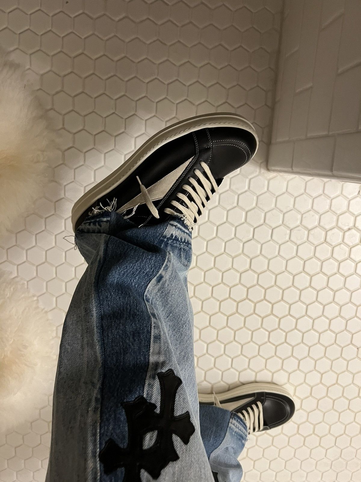 Chrome Hearts × Gallery Dept. 1 of 1 Thrashed Chrome Hearts x Gallery Dept Patchwork Denim Size US 34 / EU 50 - 3 Thumbnail