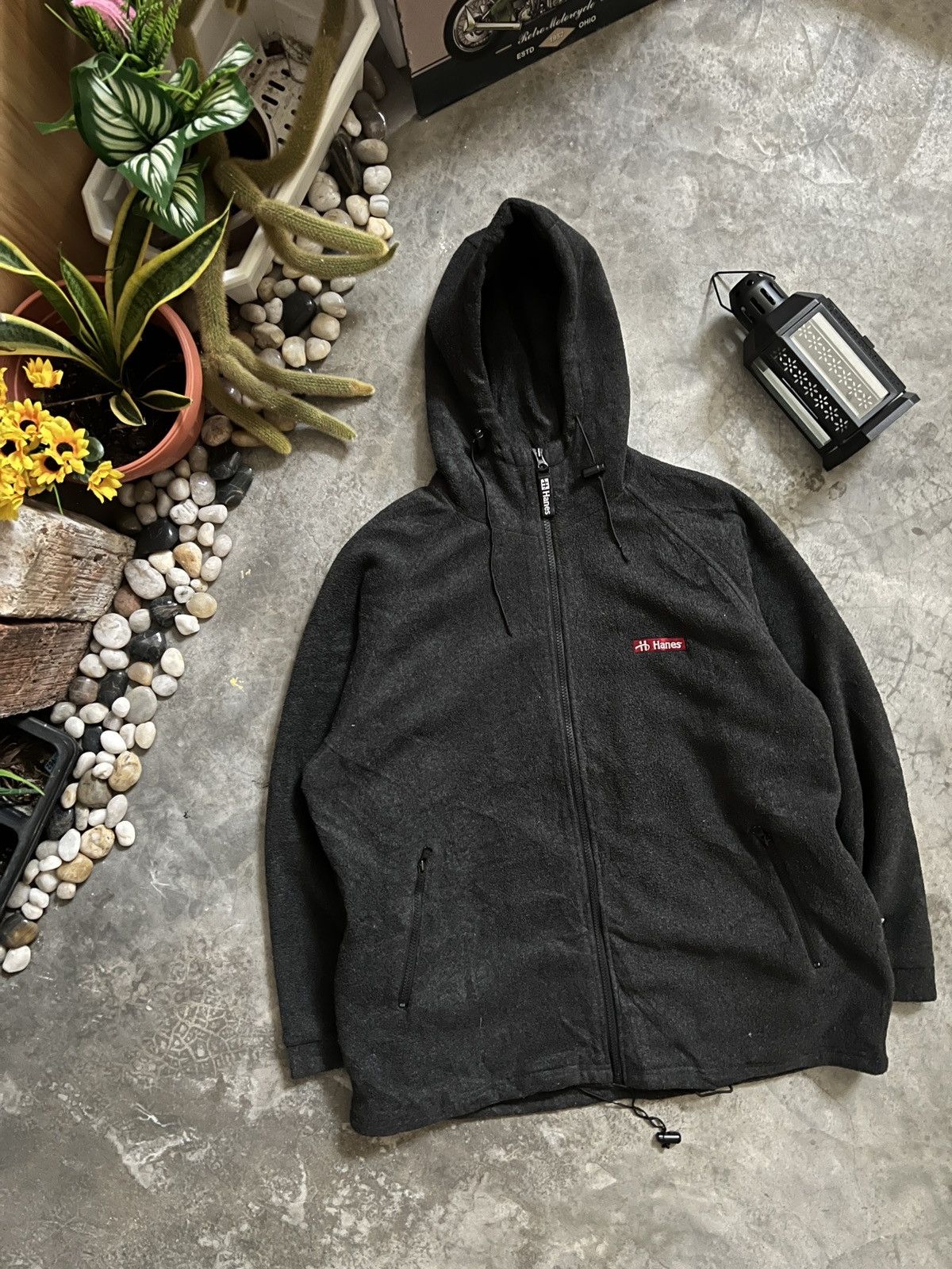 Hanes × Vintage VTG 🔥 HANES Deep Pile Fleece Quilted Jacket With Hoodie Size US M / EU 48-50 / 2 - 1 Thumbnail