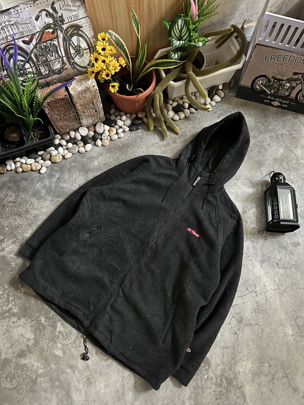 Hanes × Vintage VTG 🔥 HANES Deep Pile Fleece Quilted Jacket With Hoodie Size US M / EU 48-50 / 2 - 4 Thumbnail