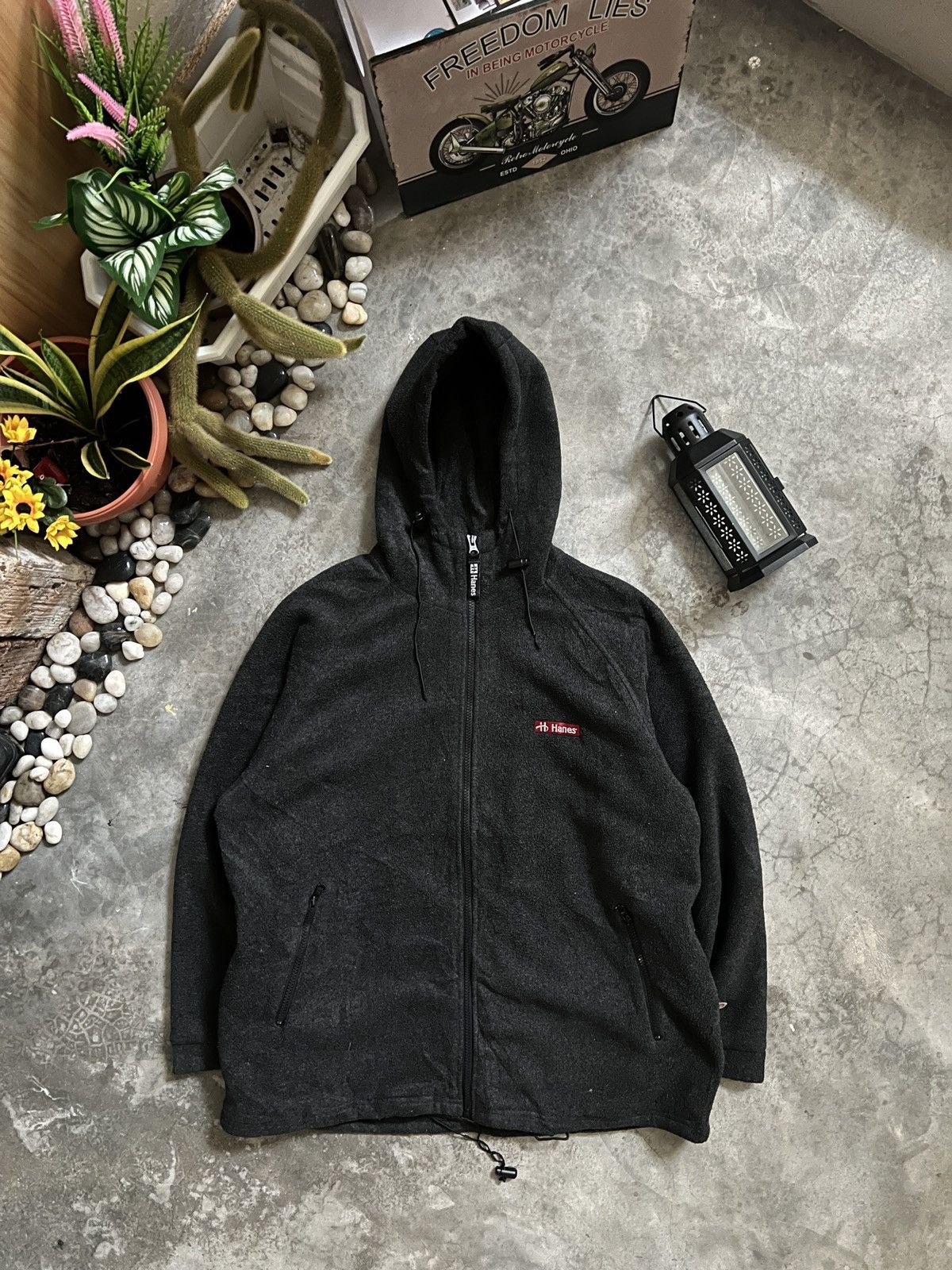 Hanes × Vintage VTG 🔥 HANES Deep Pile Fleece Quilted Jacket With Hoodie Size US M / EU 48-50 / 2 - 2 Thumbnail