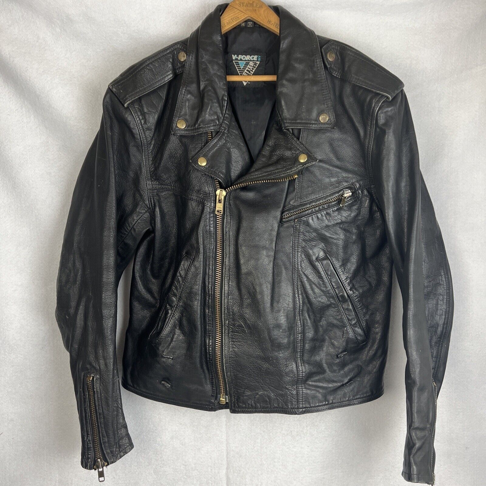 Vintage Genuine V-Force Vetter Leather Biker Jacket Size M | Grailed