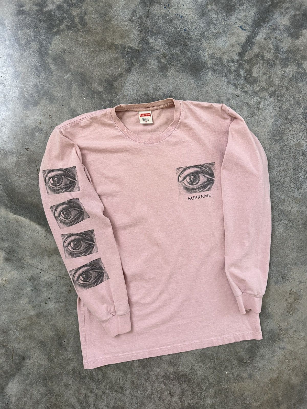 Supreme Supreme x MC Escher Eye Drawing / Sketch Pink Long Sleeve Size US M / EU 48-50 / 2 - 4 Thumbnail
