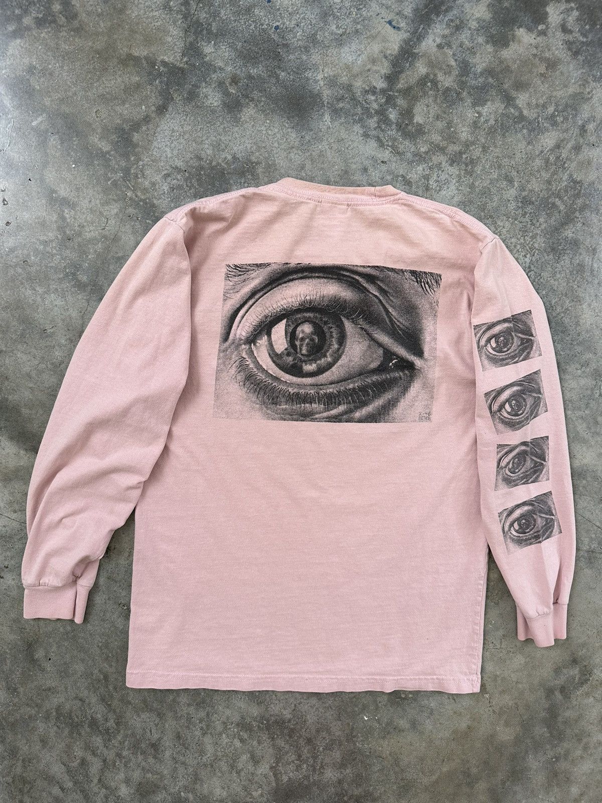 Supreme x MC Escher Eye Drawing Sketch Pink Long Sleeve