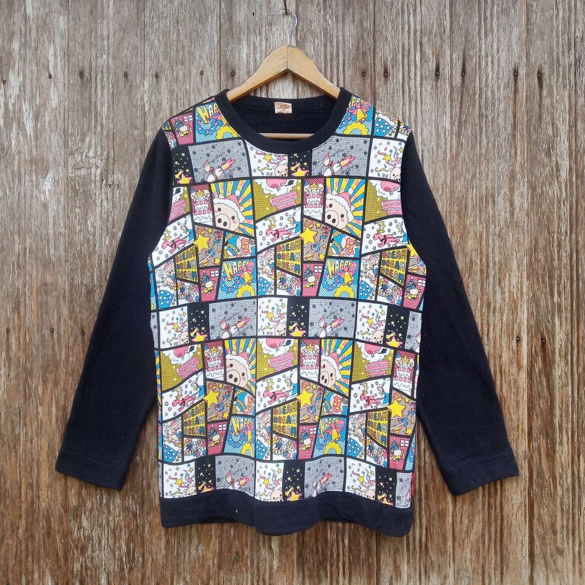 Rare!! Comics Design Pigs By Drug Stores Japan LS Shirt