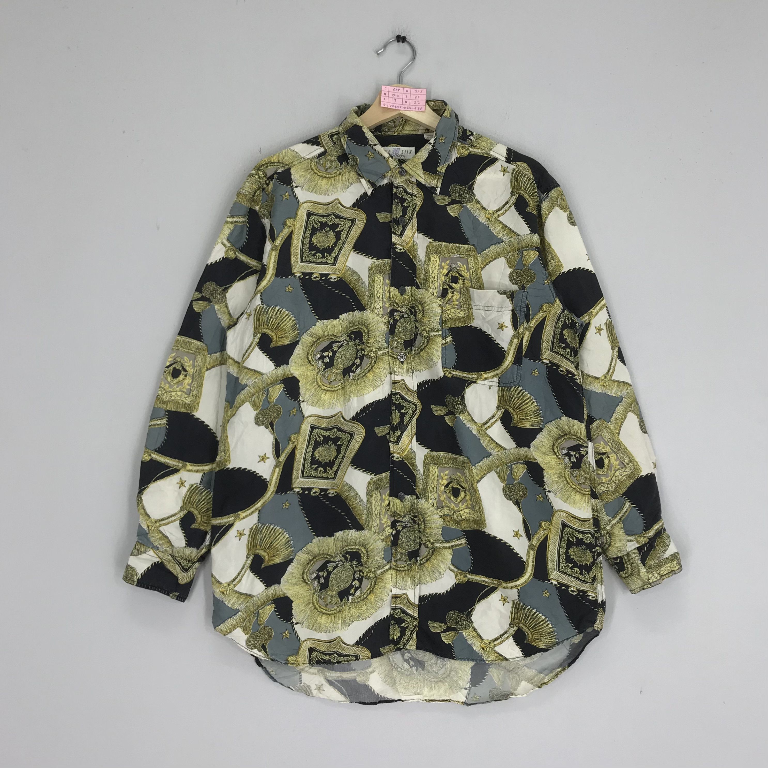 Vintage Style Baroque Silk Shirt Abstract Luxury Style