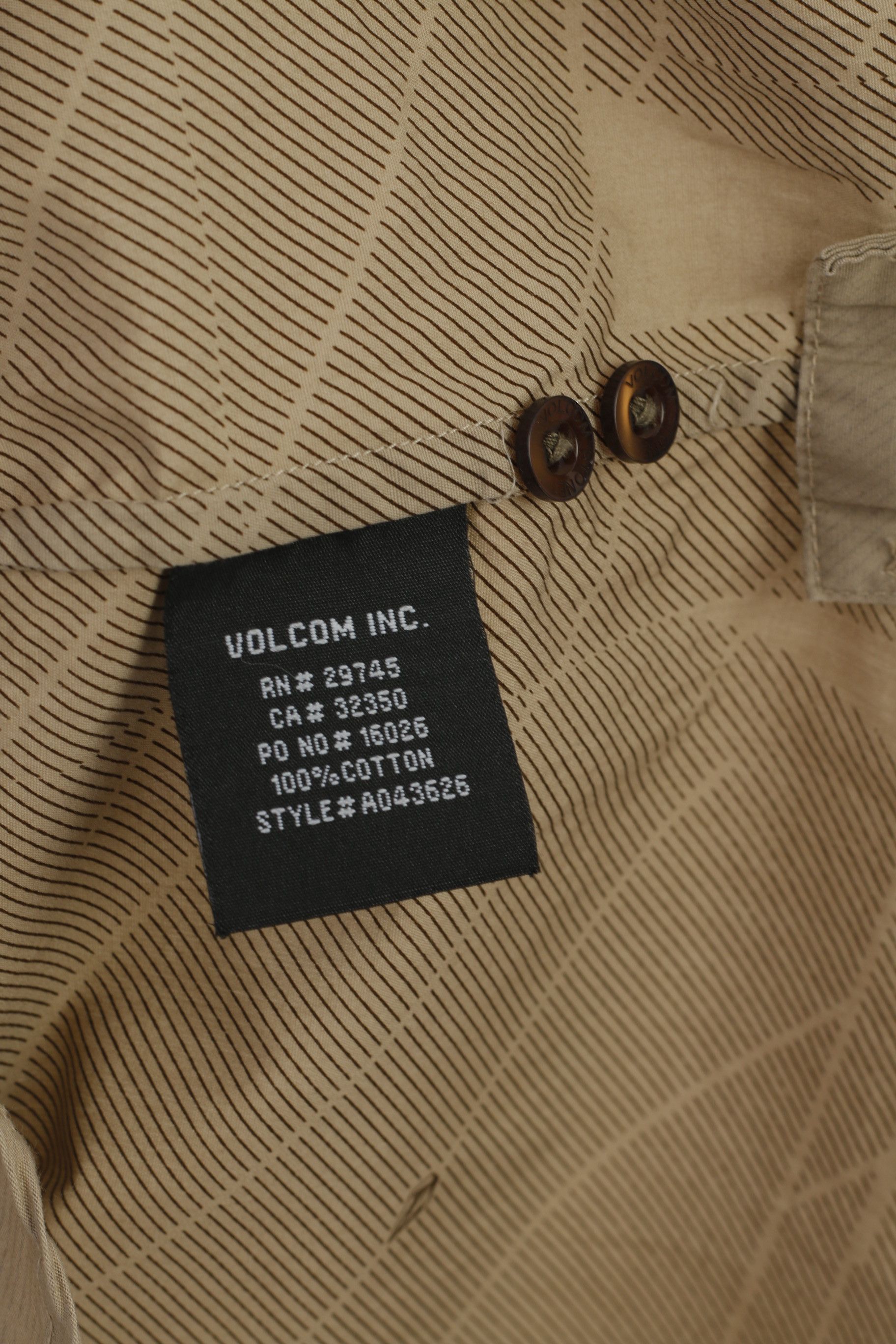 Volcom Volcom Men S Casual Shirt Beige Cotton Tailored Pocket 8190 Size US S / EU 44-46 / 1 - 5 Thumbnail