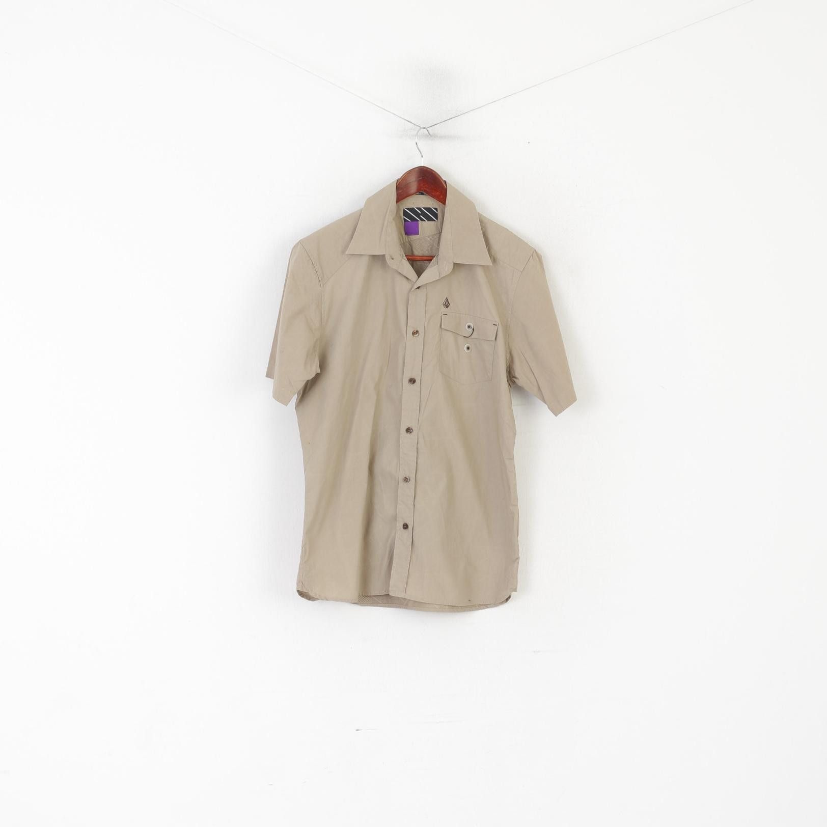 Volcom Volcom Men S Casual Shirt Beige Cotton Tailored Pocket 8190 Size US S / EU 44-46 / 1 - 2 Thumbnail