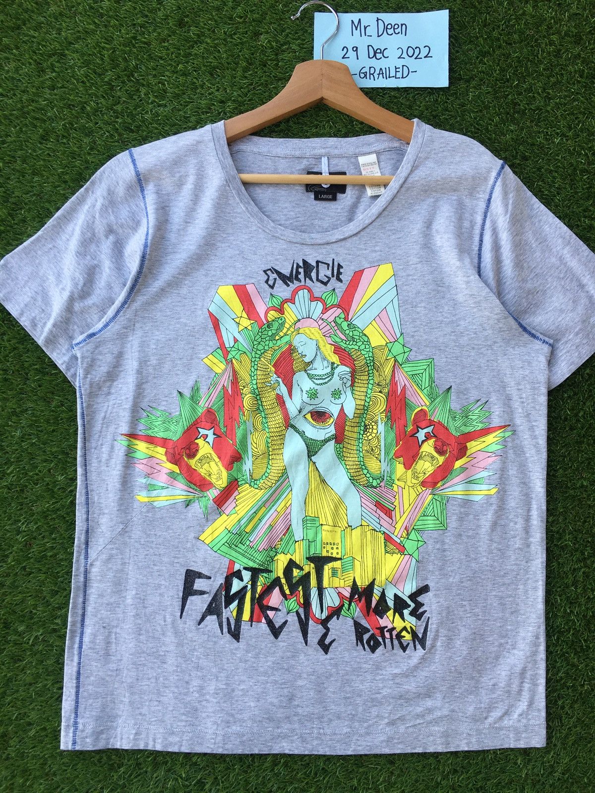 image of Design Energie Fastest & More Rotten Tshirt in Grey, Men's (Size Medium)