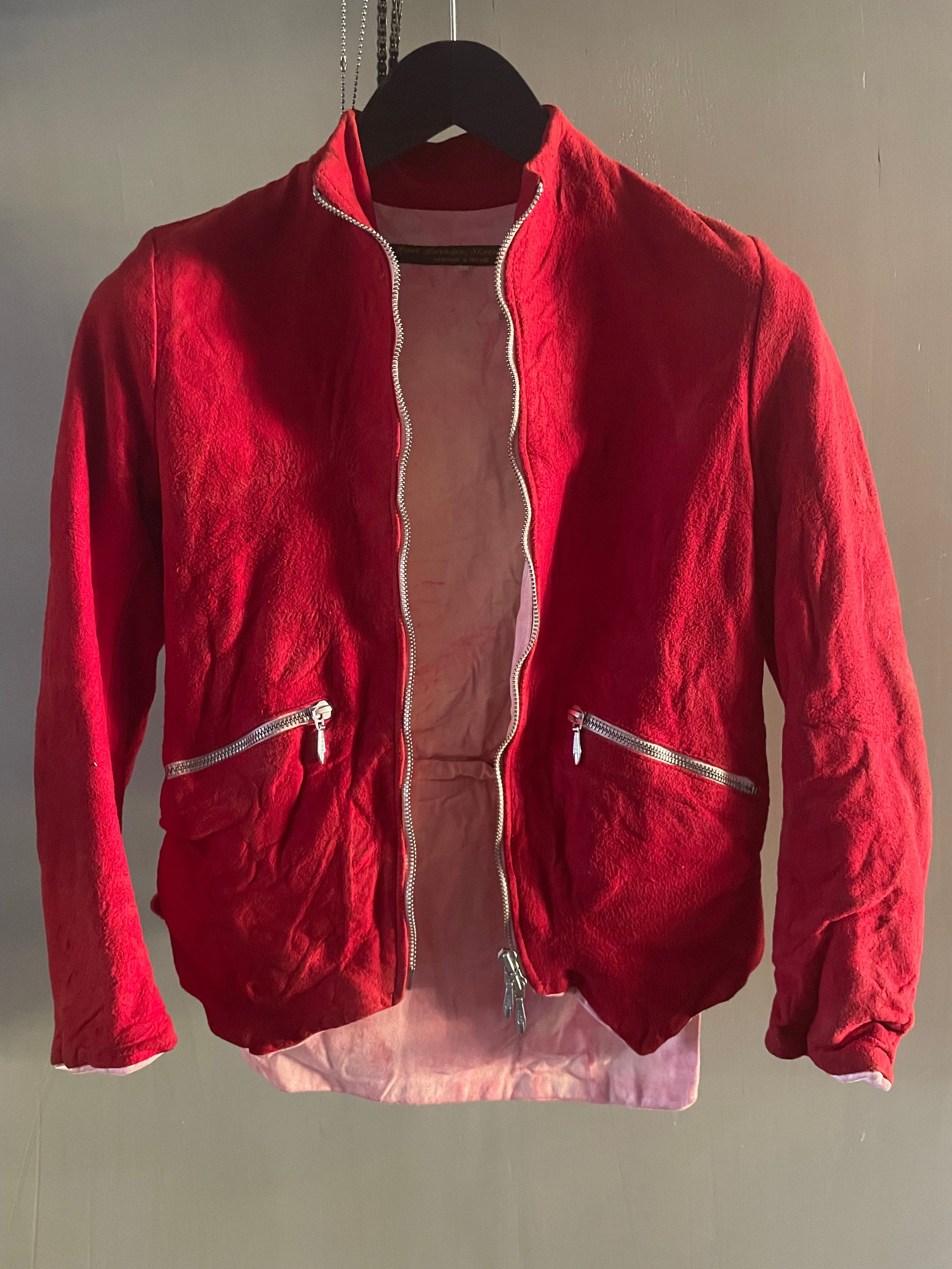 Paul Harnden Shoemakers RED Suede leather Jerkin Jacket by