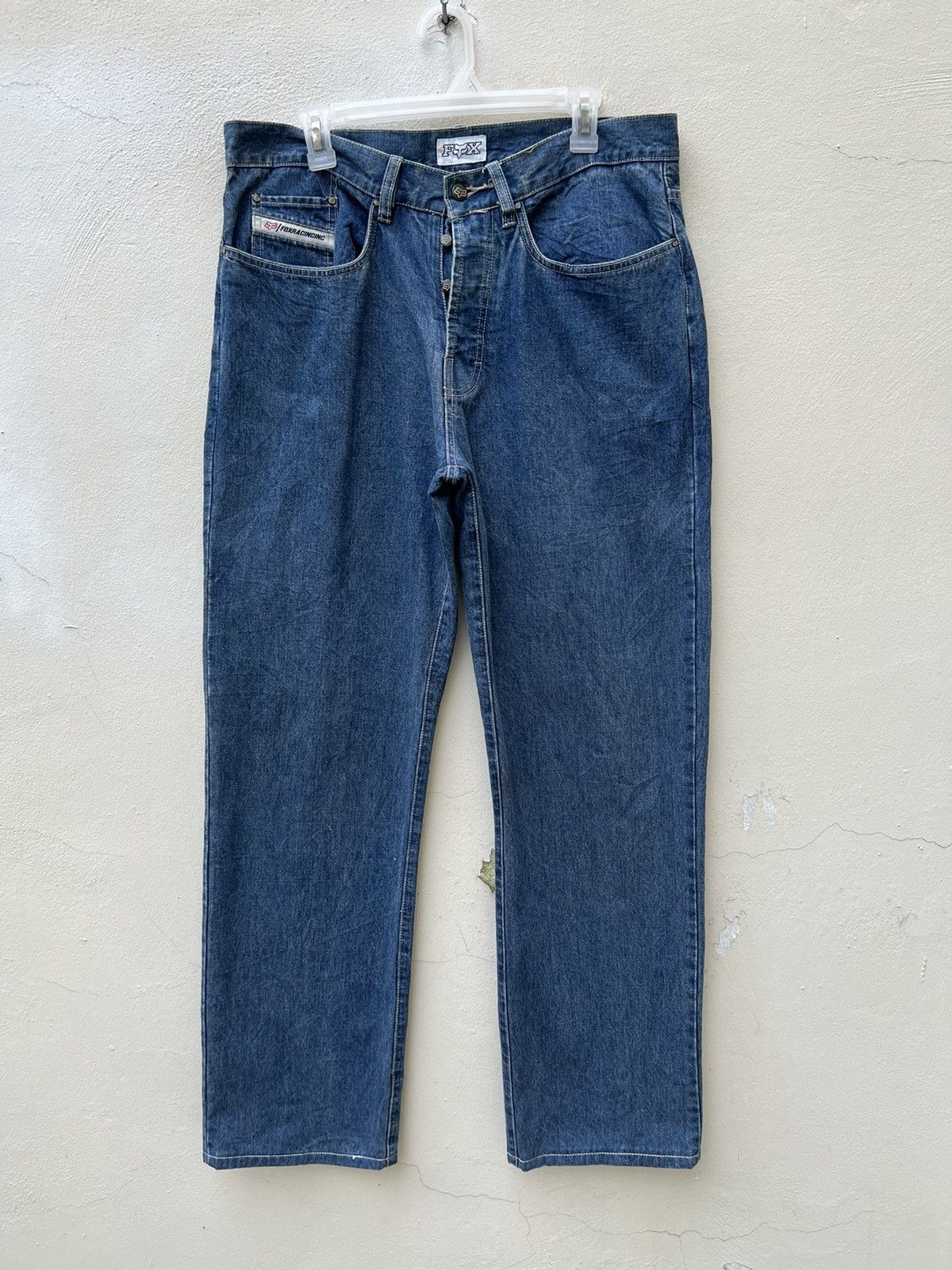 Fox Racing Vintage 90s Fox Racing Blue Denim Jeans Size US 34 / EU 50 - 12 Thumbnail