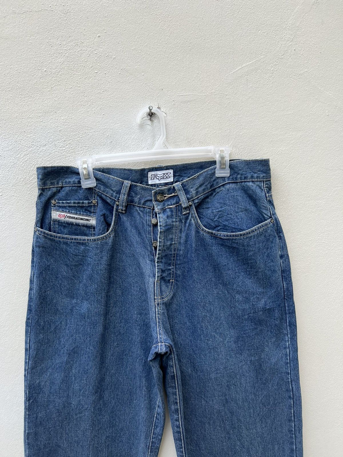 Fox Racing Vintage 90s Fox Racing Blue Denim Jeans Size US 34 / EU 50 - 13 Thumbnail