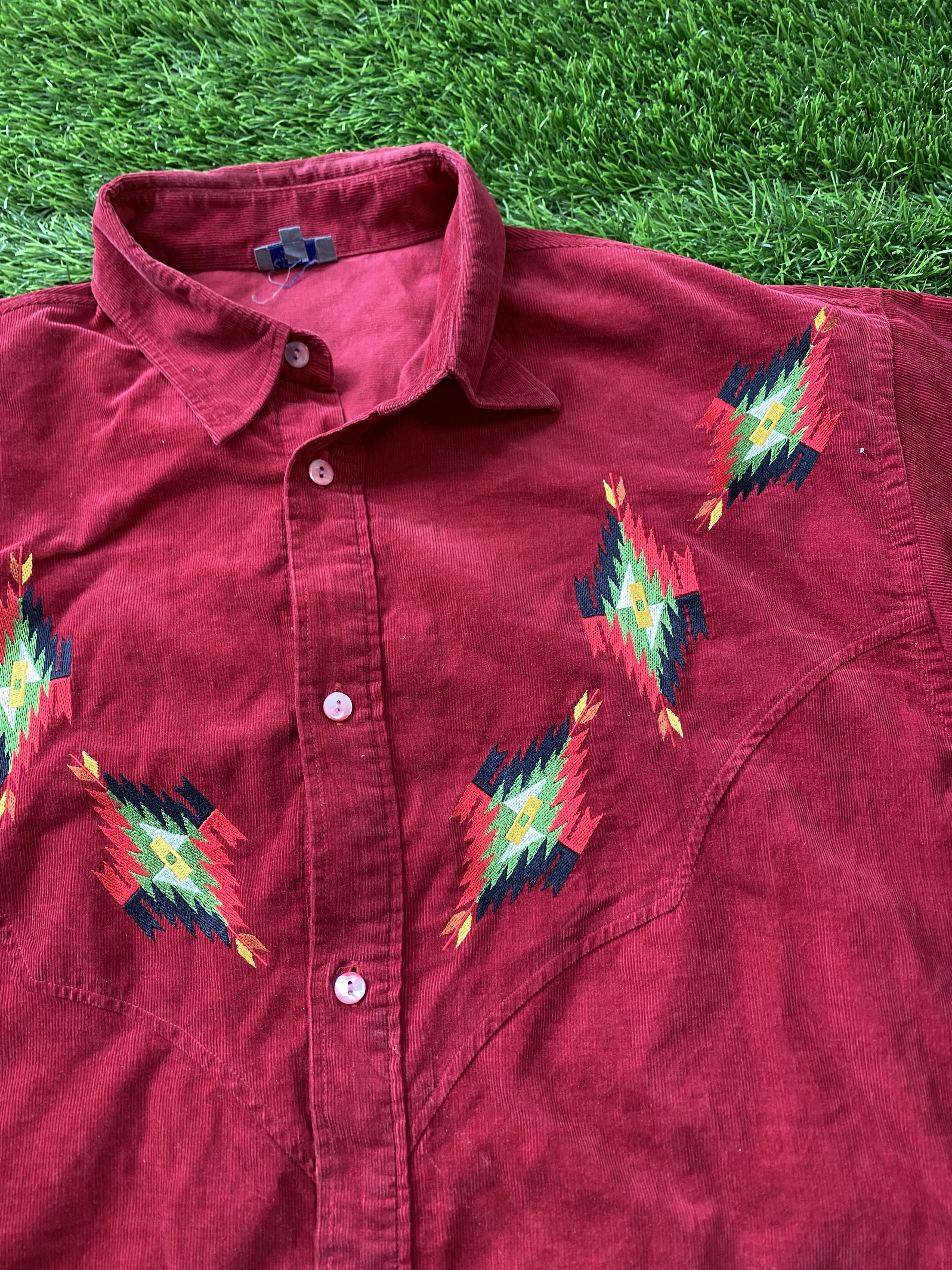 Kenzo × Vintage Kenzo Longsleeve Corduroy Shirt Button Down Paisley Patch Size US L / EU 52-54 / 3 - 3 Thumbnail