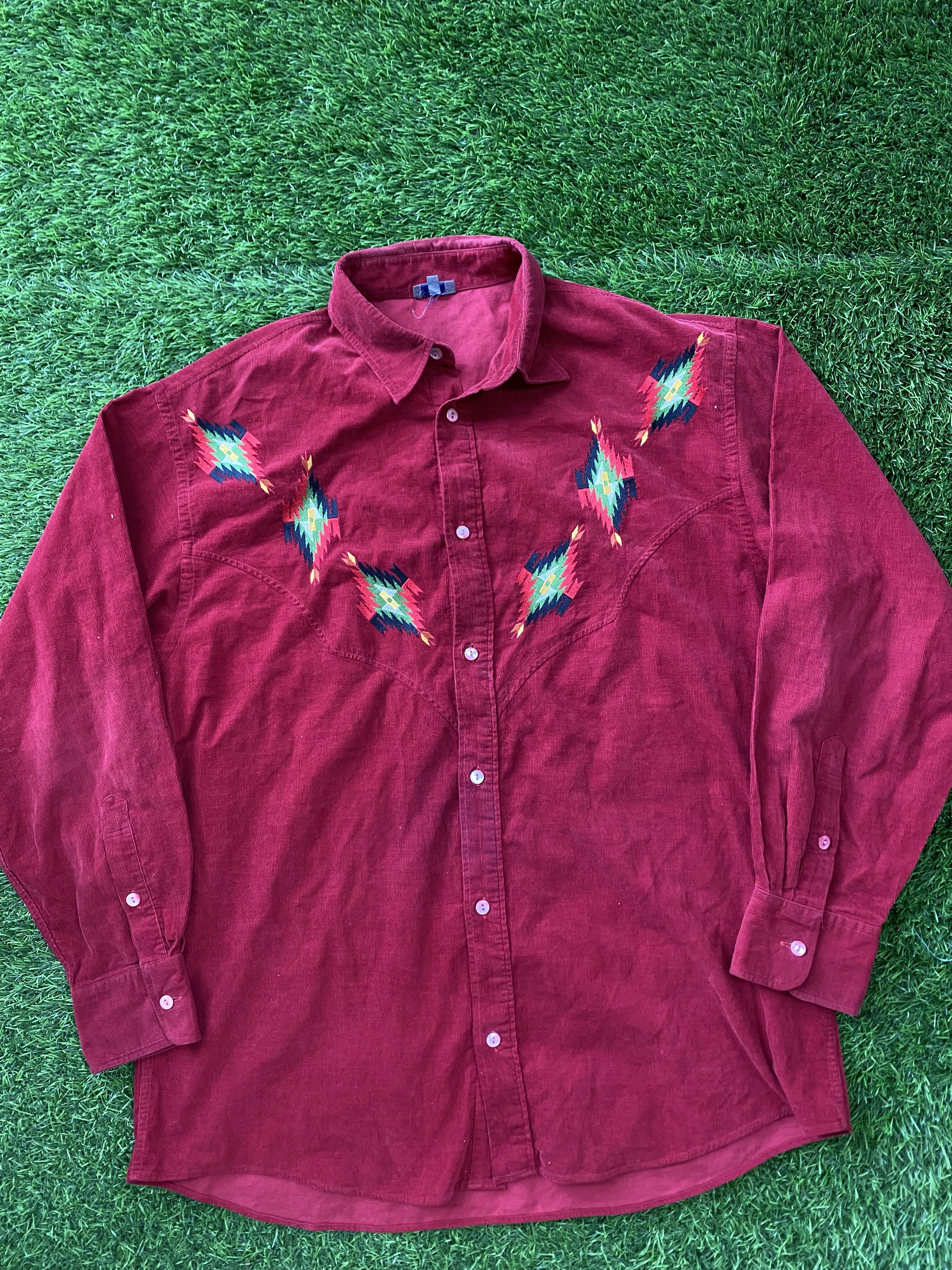 Kenzo × Vintage Kenzo Longsleeve Corduroy Shirt Button Down Paisley Patch Size US L / EU 52-54 / 3 - 1 Thumbnail