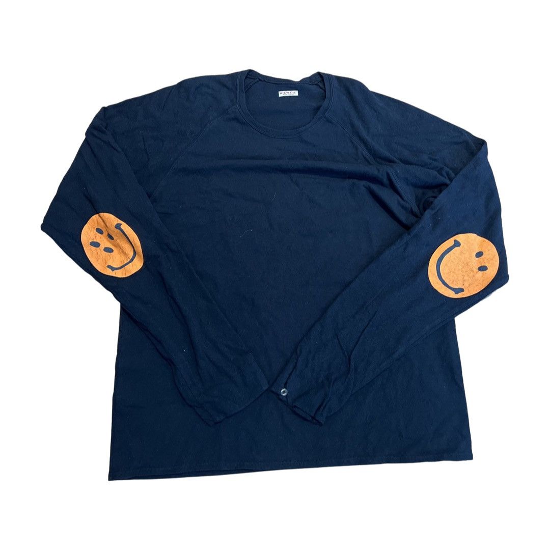 image of Kapital Orange Smile Long sleeve Tee in Black, Men's (Size XL)