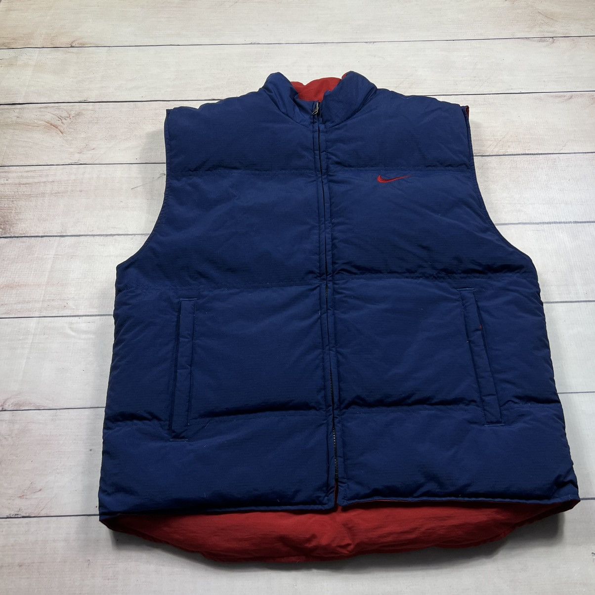 Nike × Vintage Vintage Nike Puffer Down Vest Spellout Logo 90’s Retro Drill Size US M / EU 48-50 / 2 - 3 Thumbnail