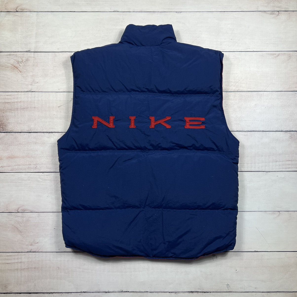 Nike × Vintage Vintage Nike Puffer Down Vest Spellout Logo 90’s Retro Drill Size US M / EU 48-50 / 2 - 1 Thumbnail